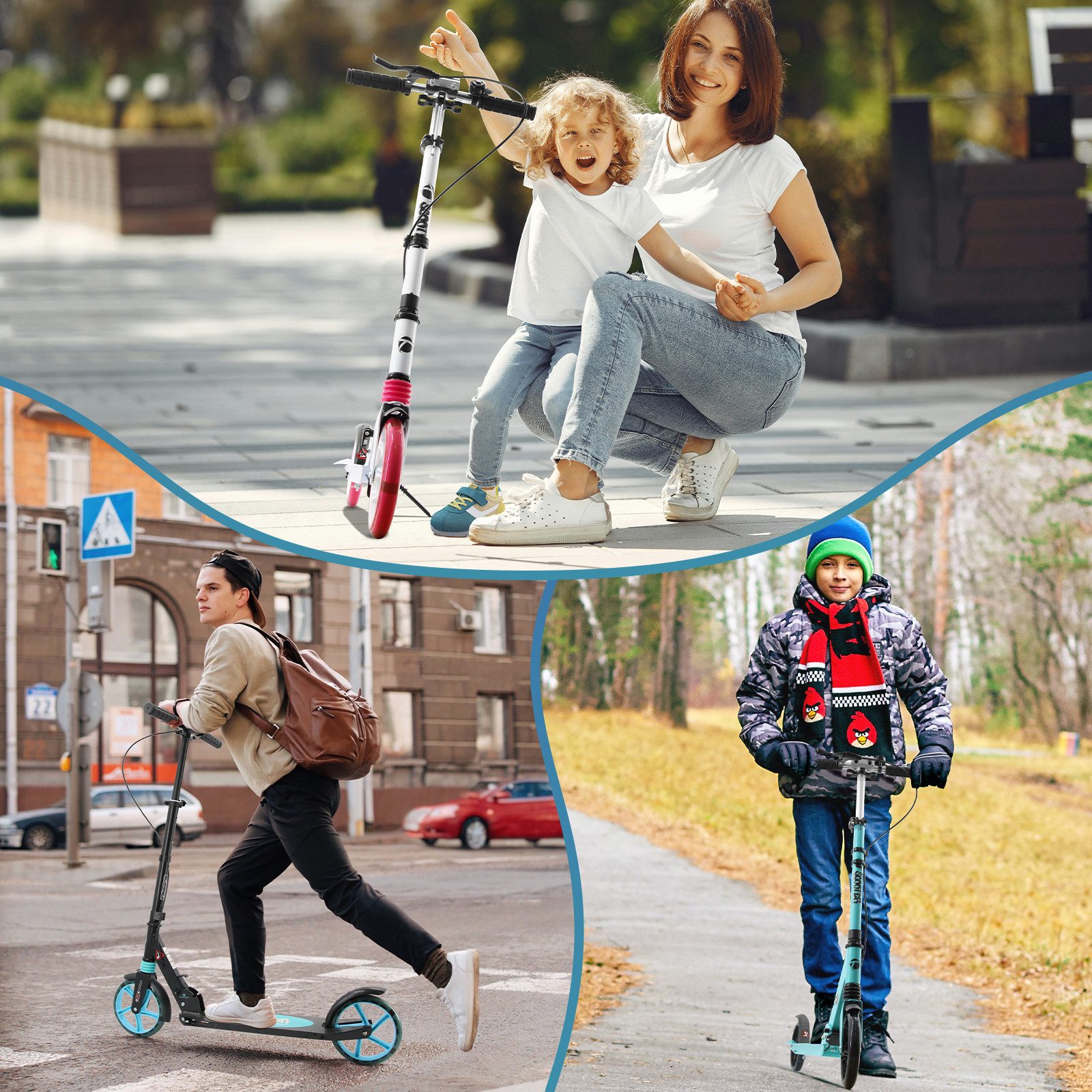 YEE RUN Cityroller für Kinder, Jugendliche und Erwachsene, höhenverstellbar und faltbar.