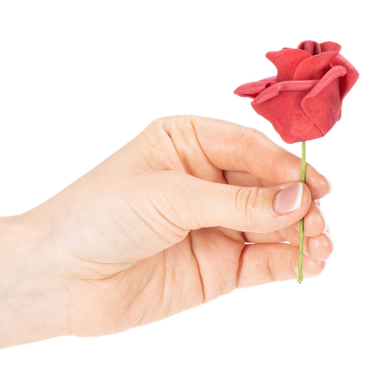 Kunstblume Kunstblume Rose mit filigranem Stiel für Dekorationen und, 100 Stück, Florists Products, Höhe 10 cm