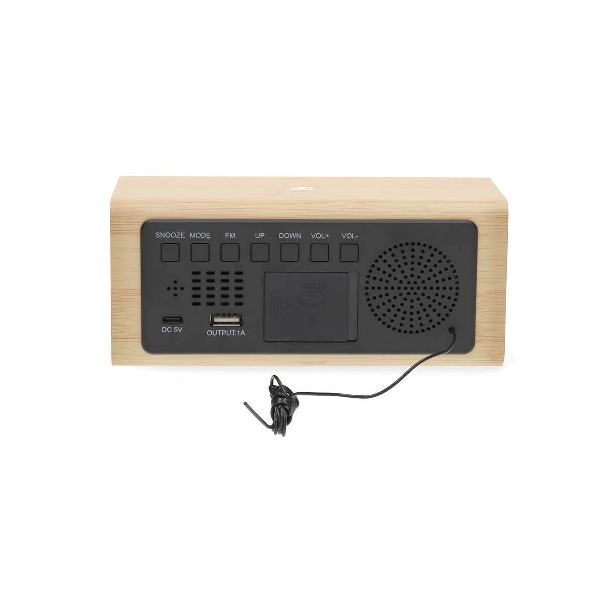 Nedis Radiowecker CLAR3004BN FM digital radio, USB-C charging, Snooze function and wood design