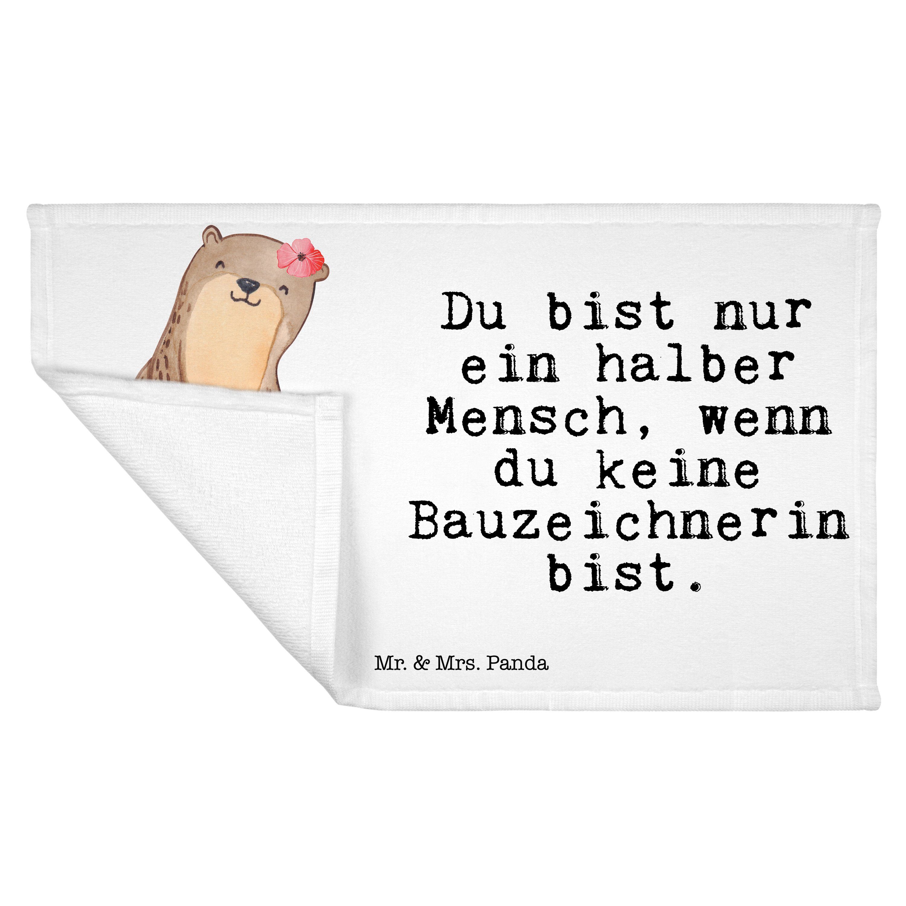 Mr. & Mrs. Panda (1-St) Bauzeichnerin - Handtuch Gästetuch, Herz - Weiß mit Sport Handtuch, Geschenk