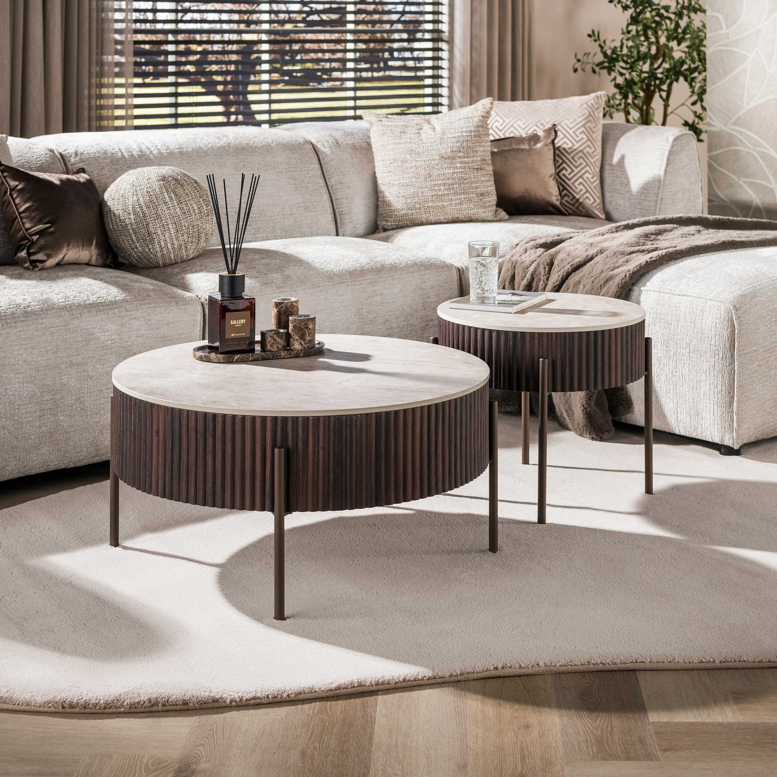 Sitheim® Couchtisch Ceramo Rund Set aus 2 / 3D Keramik Taj Mahal (2er Set, 2-St., 2er Set)