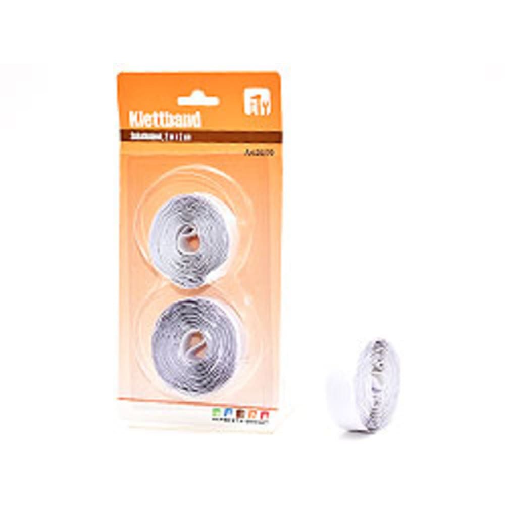 HundB Klett-Klebeband Klettband selbstklebend weiß 2000mm x 20mm Universal Befestigung (Rolle, 1-St., Klettband) Klettverschluss Klettstreifen Haftband Flauschband