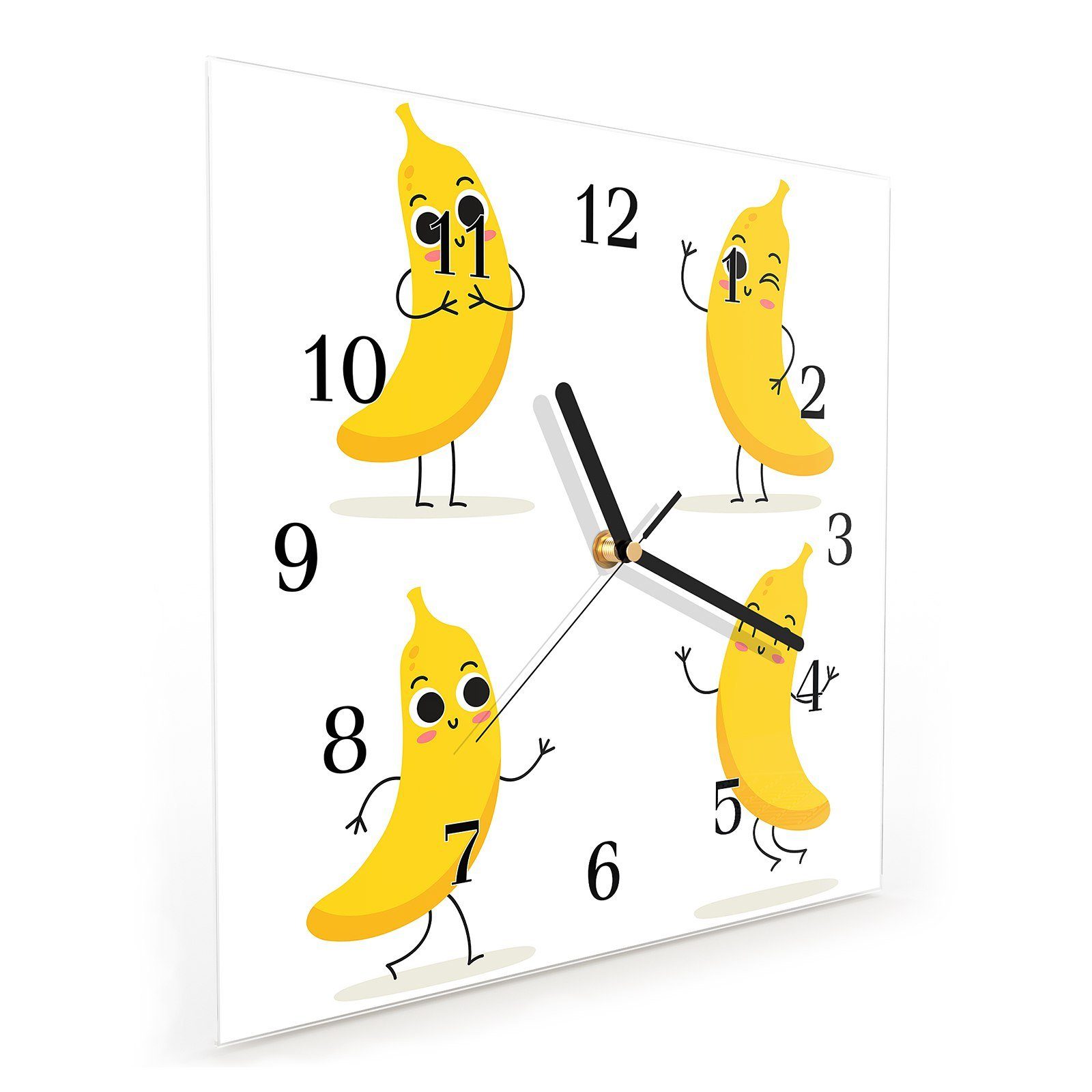 x Design Bananen mit 30 Wandkunst Motiv 30 Primedeco Glasuhr cm Größe Wanduhr Wanduhr