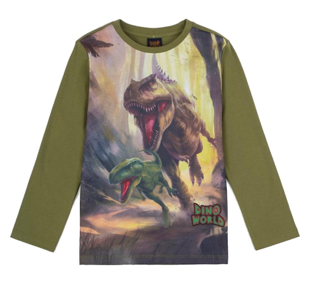 Dino World Langarmshirt Dino World Dinosaurier Jäger T-Rex Langarmshirt London Green (1-tlg)