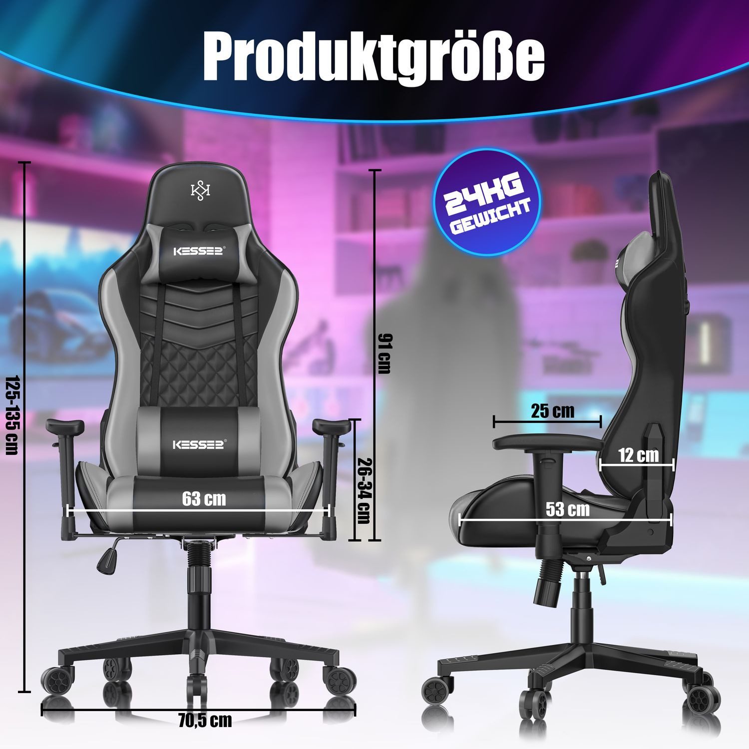 KESSER Gaming Chair, Ergonomisch Gamingstuhl 150kg belastbar Bürostuhl Lend günstig online kaufen
