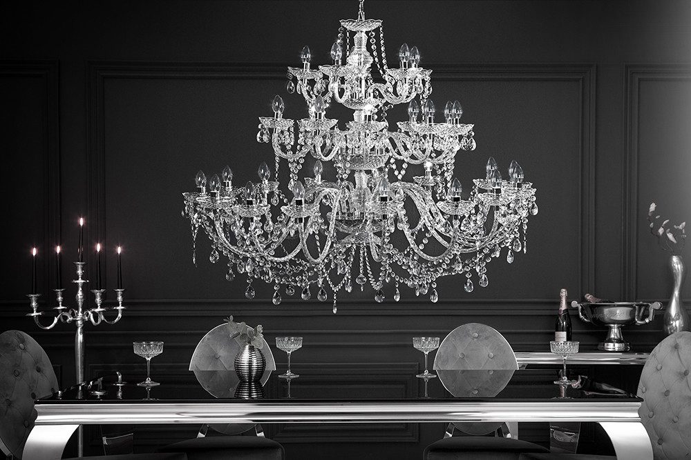 riess-ambiente Kronleuchter CRYSTAL 120cm transparent - Acryl, 30-armig, Strasssteine, Barock, ohne Leuchtmittel, extravagante Hängelampe - ideal für Schlaf-, Wohnzimmer und Altbau