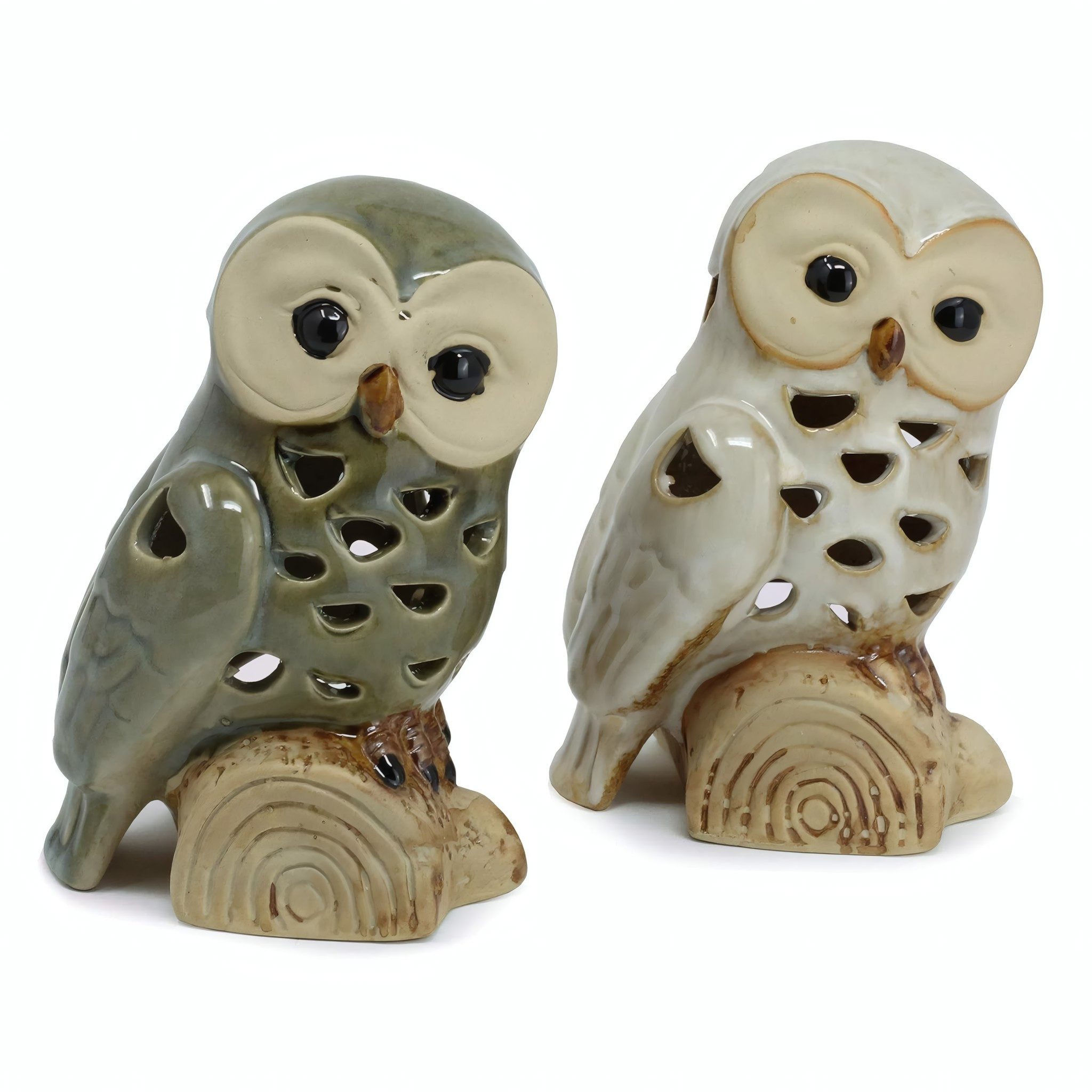 Euro Souvenirs Windlicht Windlicht Eule aus Porzellan, 2er Set, ca. 11 x 10 x 16 cm
