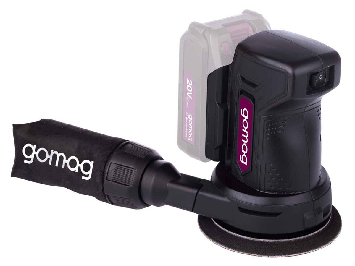 Gomag Akku-Exzenterschleifer GO-EXS125, max. 12000 U/min, 24000 U/min, (Set, 6 tlg., ohne Akku und Ladegerät), inkl. 4 Schleifblätter, Staubbeutel & Adapter für – Bild 4 von 5