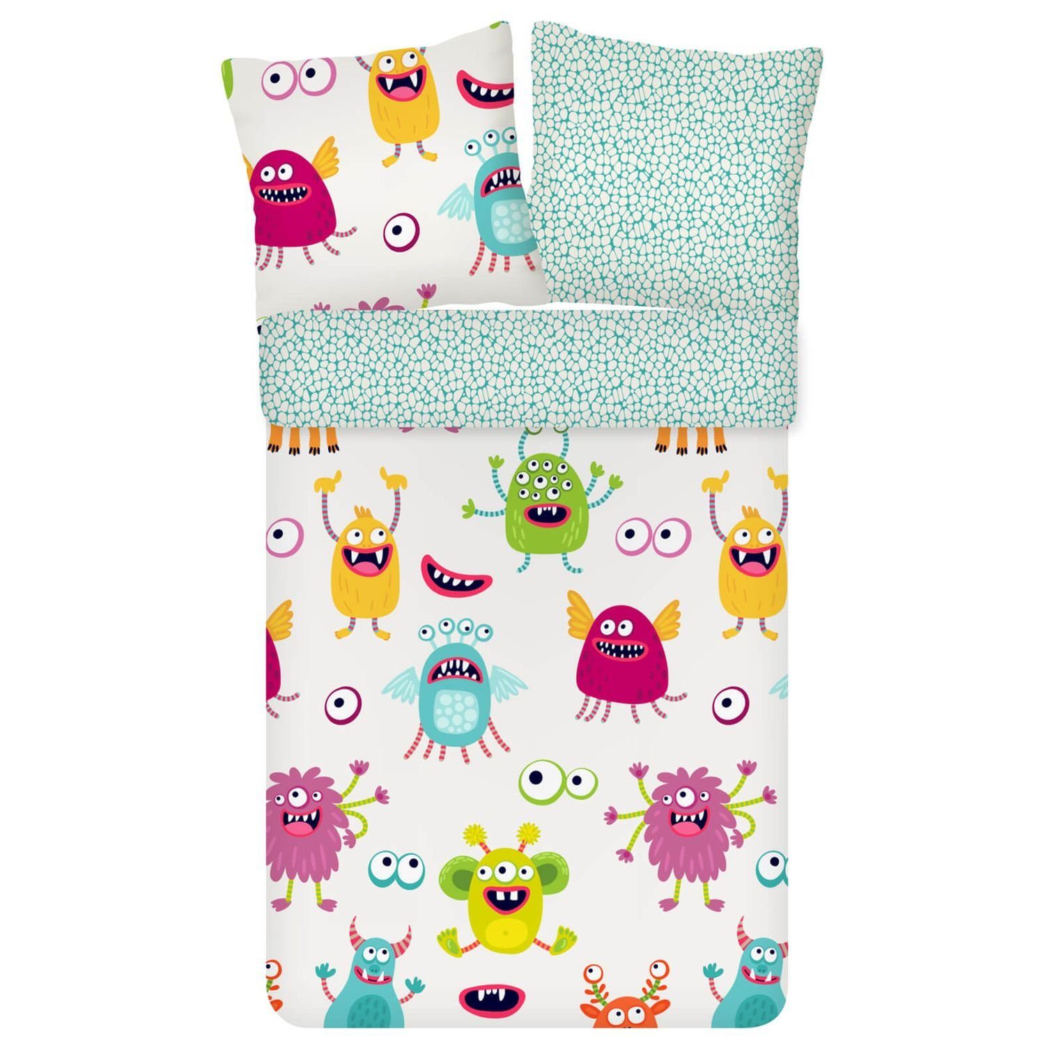 ESPiCO Kinderbettwäsche Monster Trendy Bedding, Renforcé, 2 teilig, Aliens, Außerirdische, Wesen