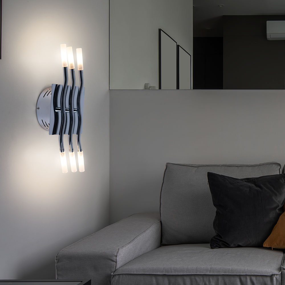 Chrom Leuchtmittel inklusive, LED Leuchten Set Design Wand 2er Glas Beleuchtungen Lampen Wandleuchte, Warmweiß, etc-shop Strahler