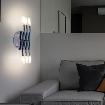 etc-shop LED Wandleuchte, Leuchtmittel inklusive, Warmweiß, 2er Set Design Wand Leuchten Beleuchtungen Strahler Chrom Lampen Glas