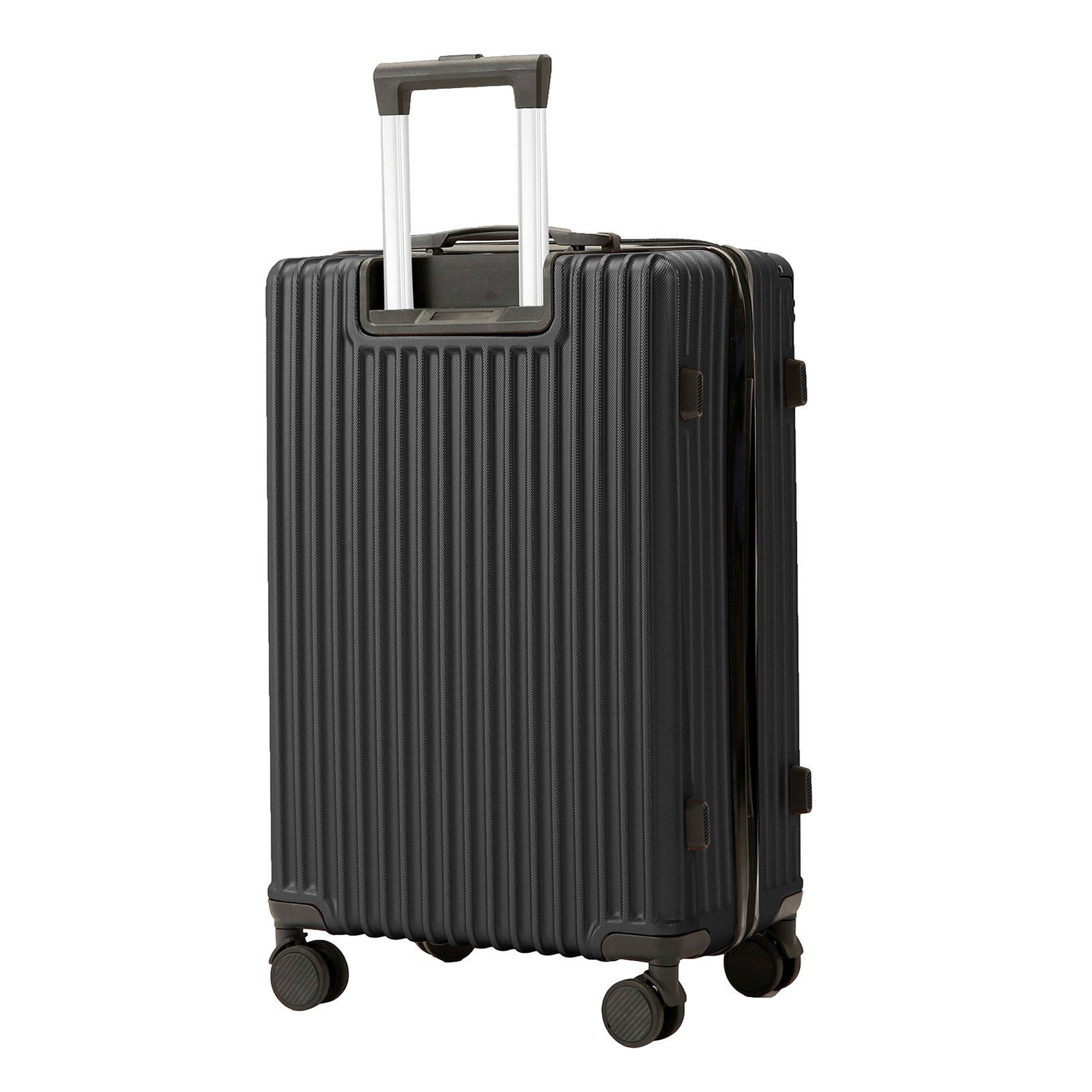 Set, Kofferset FUROKOY ABS-Material, schwarz Hartschalen-Handgepäck 3-teiliges Rollkoffer, Zahlenschloss mit , Reisekoffer