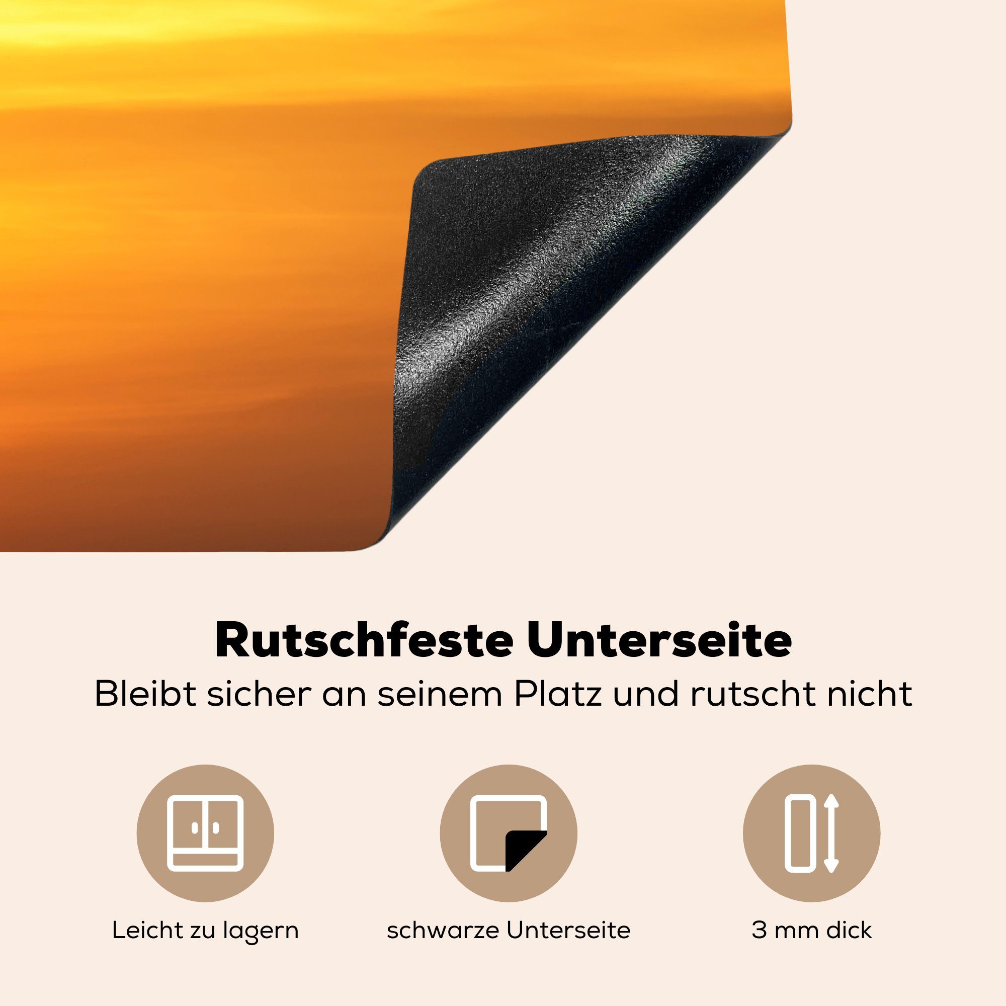 Ockergelber Vinyl, MuchoWow 81x52 (1 küche, Ceranfeldabdeckung die tlg), Schutz cm, Induktionskochfeld für Sonnenuntergang, Herdblende-/Abdeckplatte