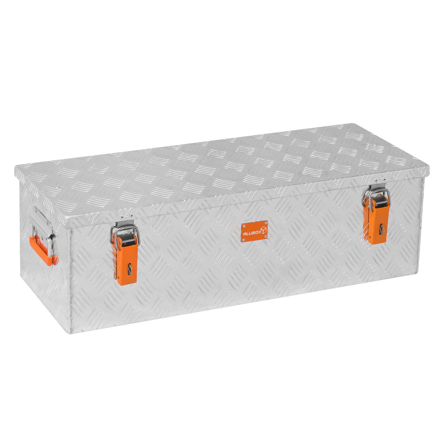 ALUBOX Aufbewahrungsbox Alukiste Outdoorkiste Riffelblech 1.5mm Stärke (60 Liter), Fangbänder im Deckel - Dichtung im Deckel - 1,5 mm Blechstärke