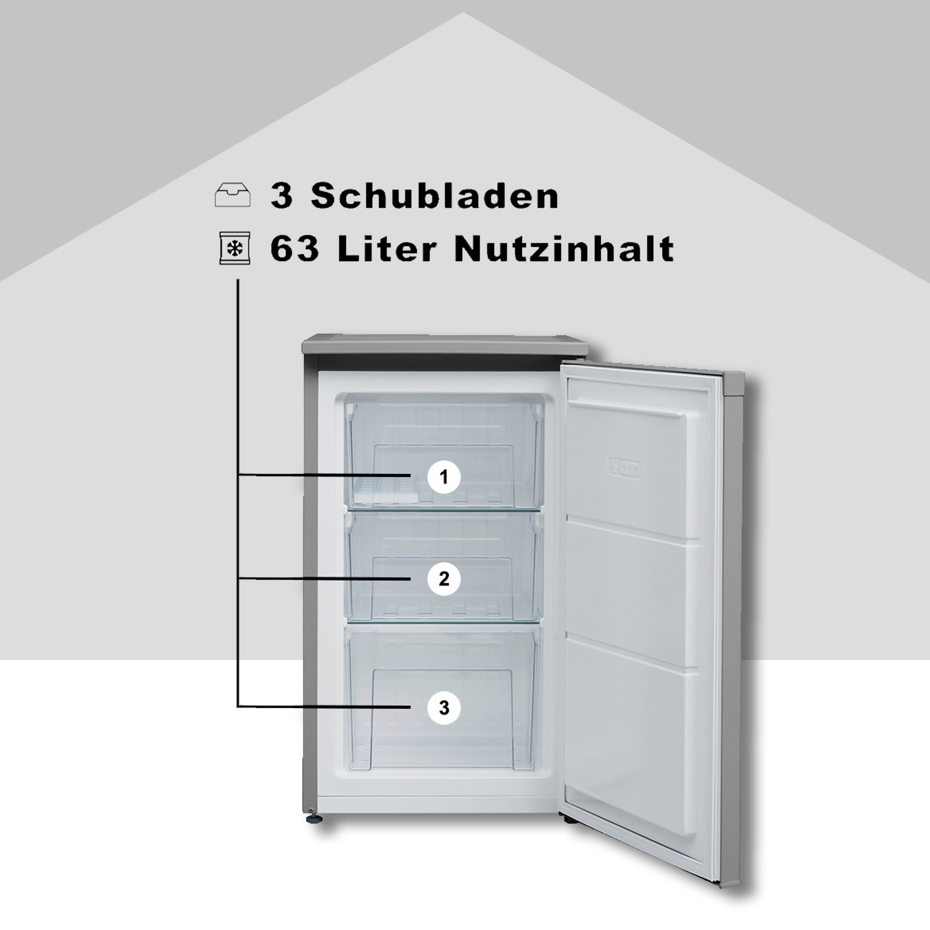Telefunken Gefrierschrank CF-34-101-S, 82.1 cm hoch, 48 cm breit, Tischgefrierschrank, 63 L Gesamt-Nutzinhalt, Leise & Effizient