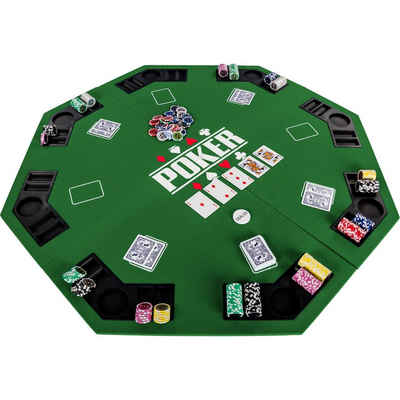 GAMES PLANET Spiel, Games Planet Faltbare Pokerauflage „Full House“, achteckig, Maße 120x120 cm, MDF Platte, 8 Getränkehalter, 8 Chiptrays