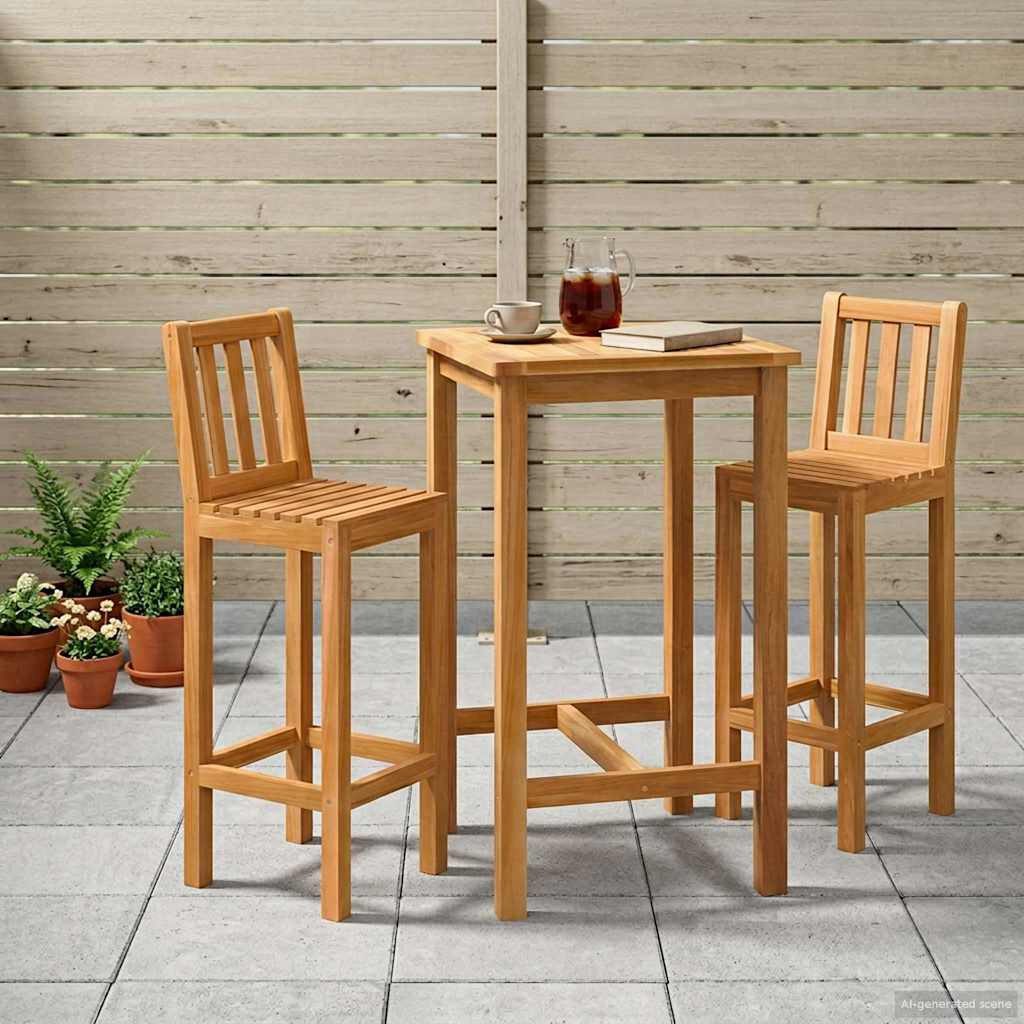 vidaXL Gartenlounge-Set Outdoor Bar Set 3 Stk. Unbehandelt Massivholz, (3-tlg)