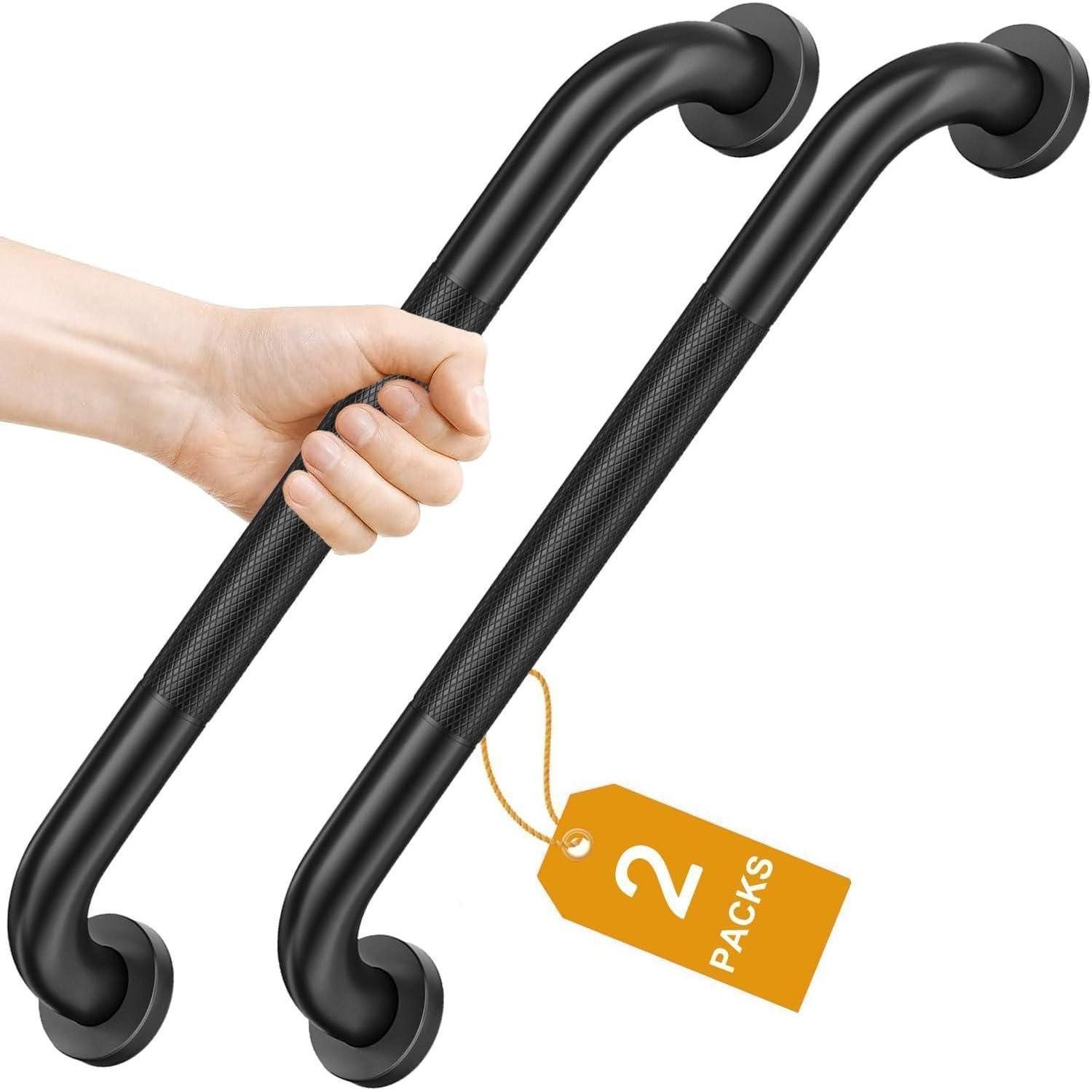 LuxusKollektion Badewannengriff 2er Set Haltegriffe Edelstahl Rutschfest 41 cm Schwarz