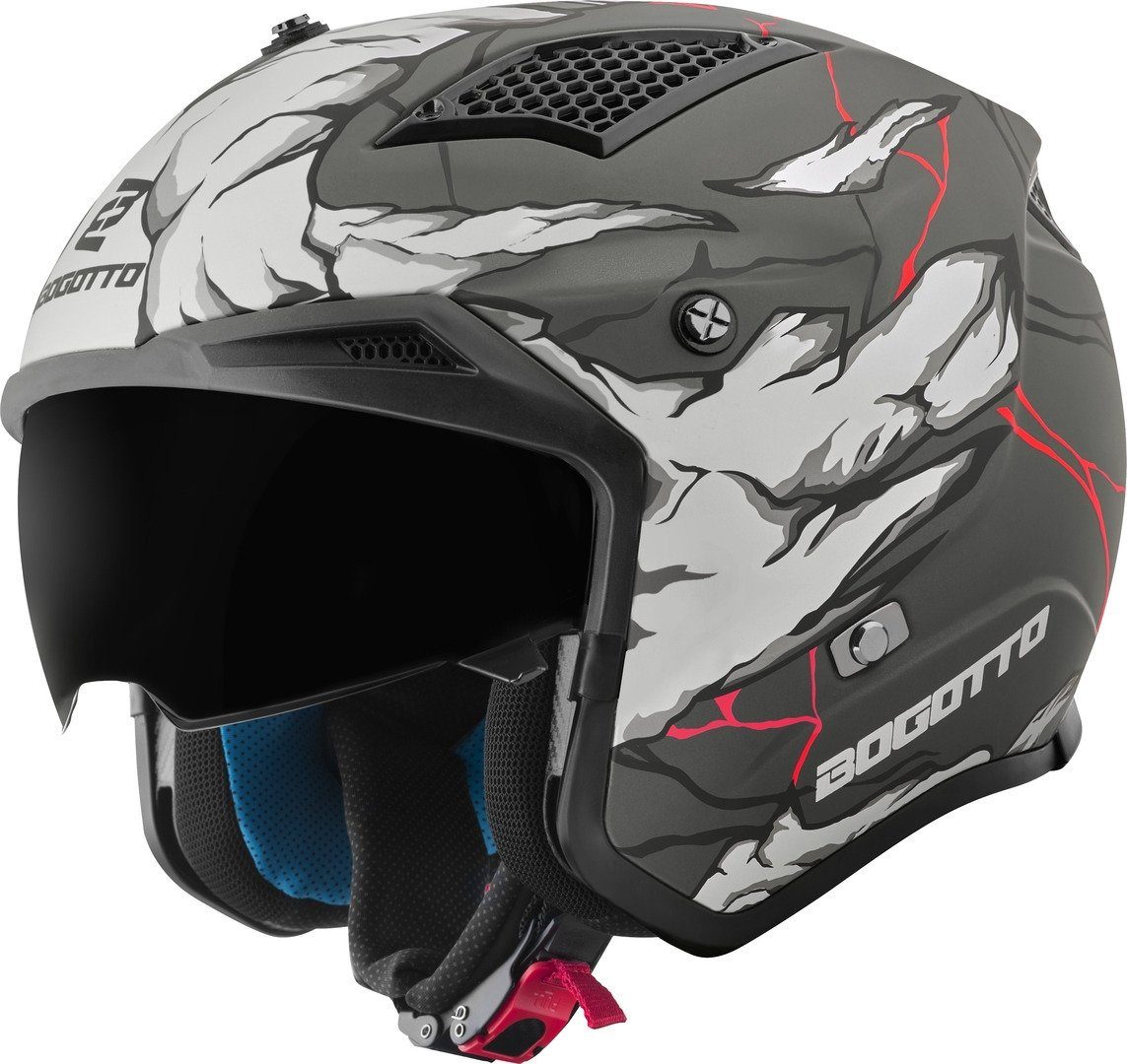 Bogotto Motorradhelm Radic Skulash 22.06 Helm, Herausnehmbares Innenfutter,integriertes Sonnenvisier – Bild 3 von 5