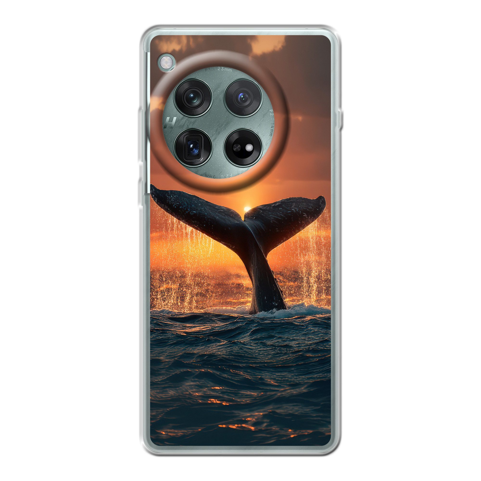 MuchoWow Handyhülle für OnePlus 12r Schwanz eines Wals - Wasser - Sonnenuntergang, Handy Case, Silikon, Bumper Case Dünn