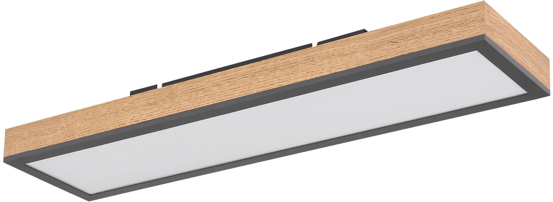 GLOBO LIGHTING LED Deckenleuchte DORO, LED fest integriert, Warmweiß, Rechteckige Deckenlampe, 3000 Kelvin, Wohnzimmer, Holzoptik, Eiche