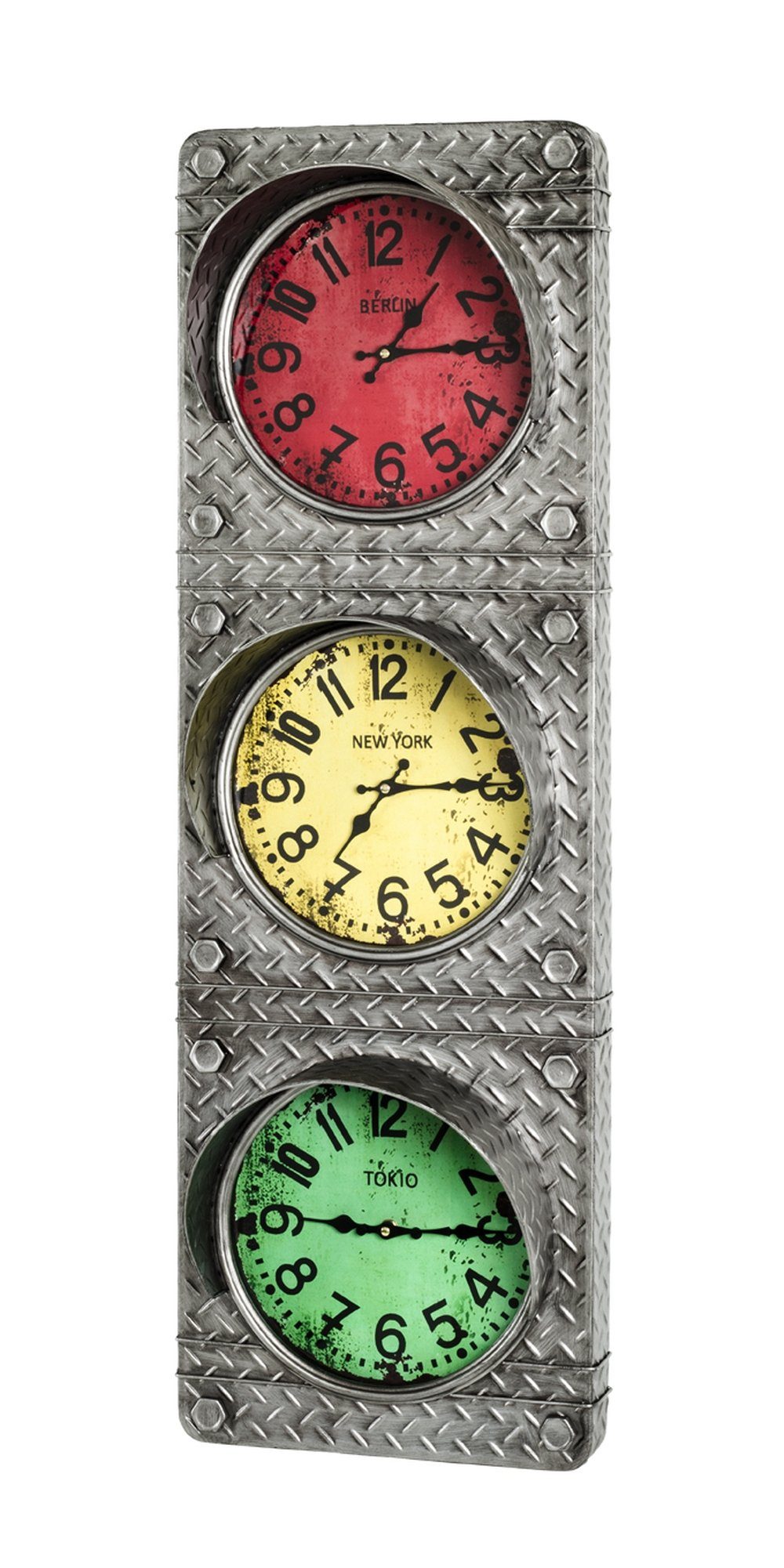 möbelando Uhr in anthrazit, Metall - 33x100x17cm (BxHxT)