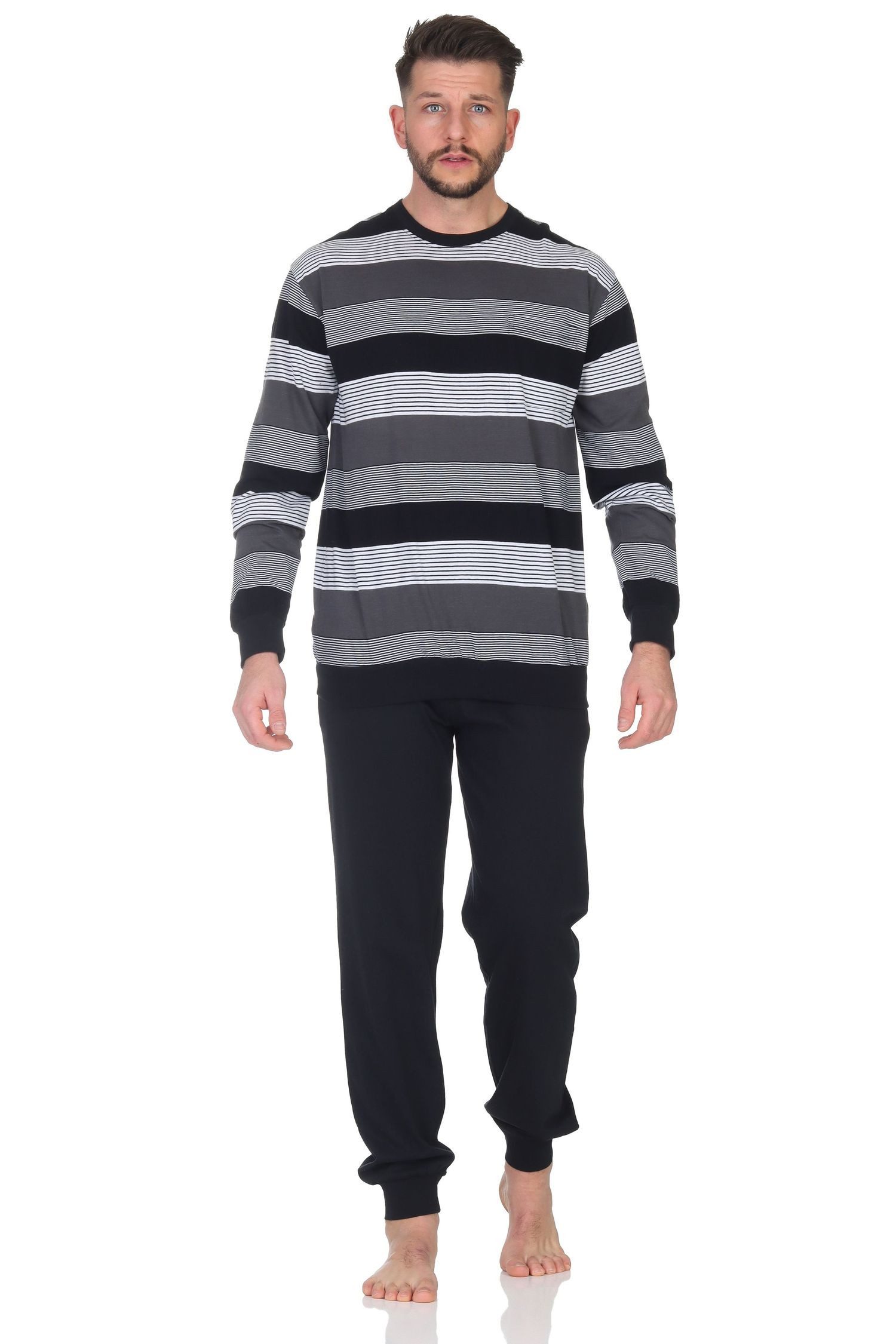 Normann Pyjama Normann Herren Schlafanzug lang mit Bündchen - auch in Überg günstig online kaufen