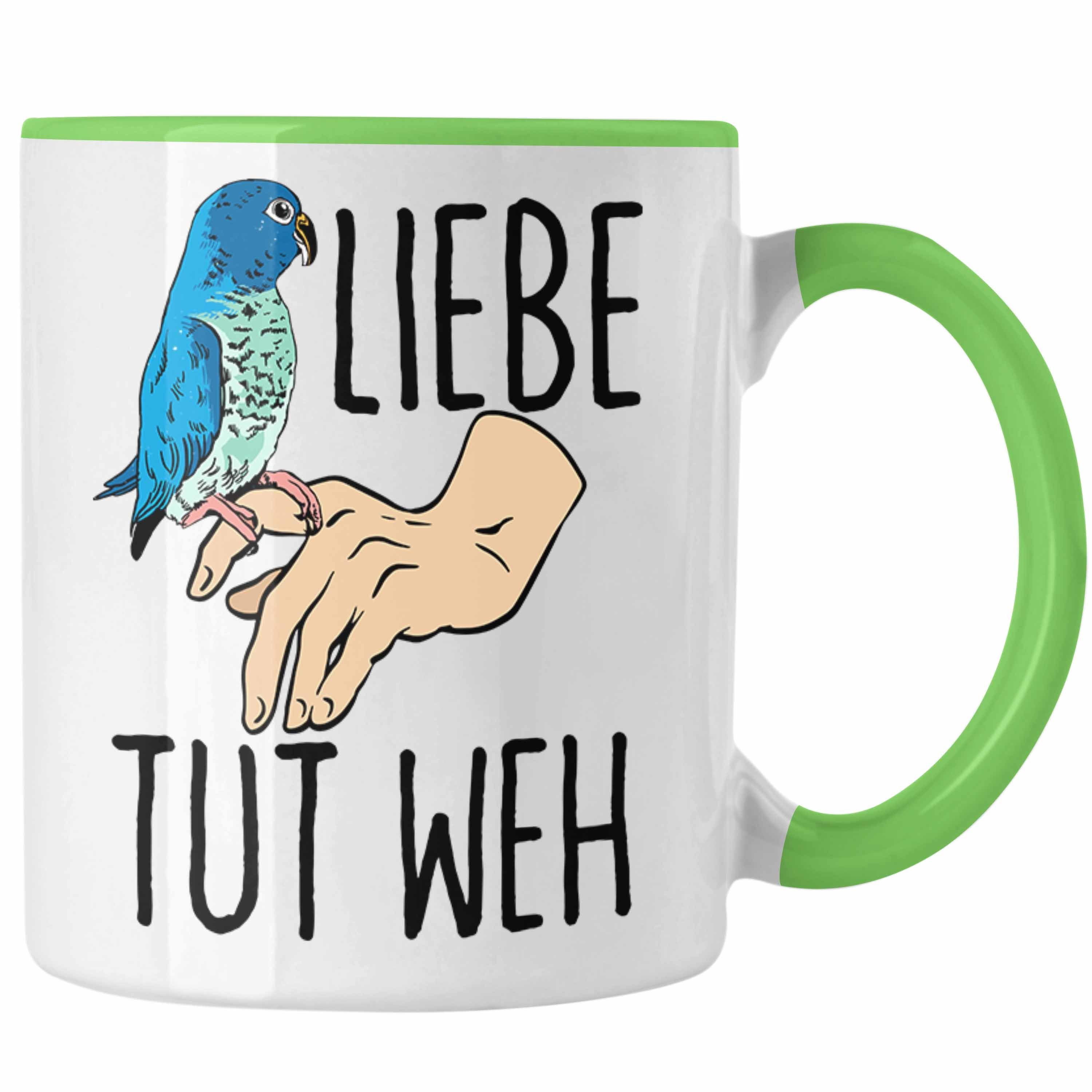 Trendation Tasse Lustige Wellensittich-Tasse Geschenk für Wellensittich-Besitzer Liebe Grün