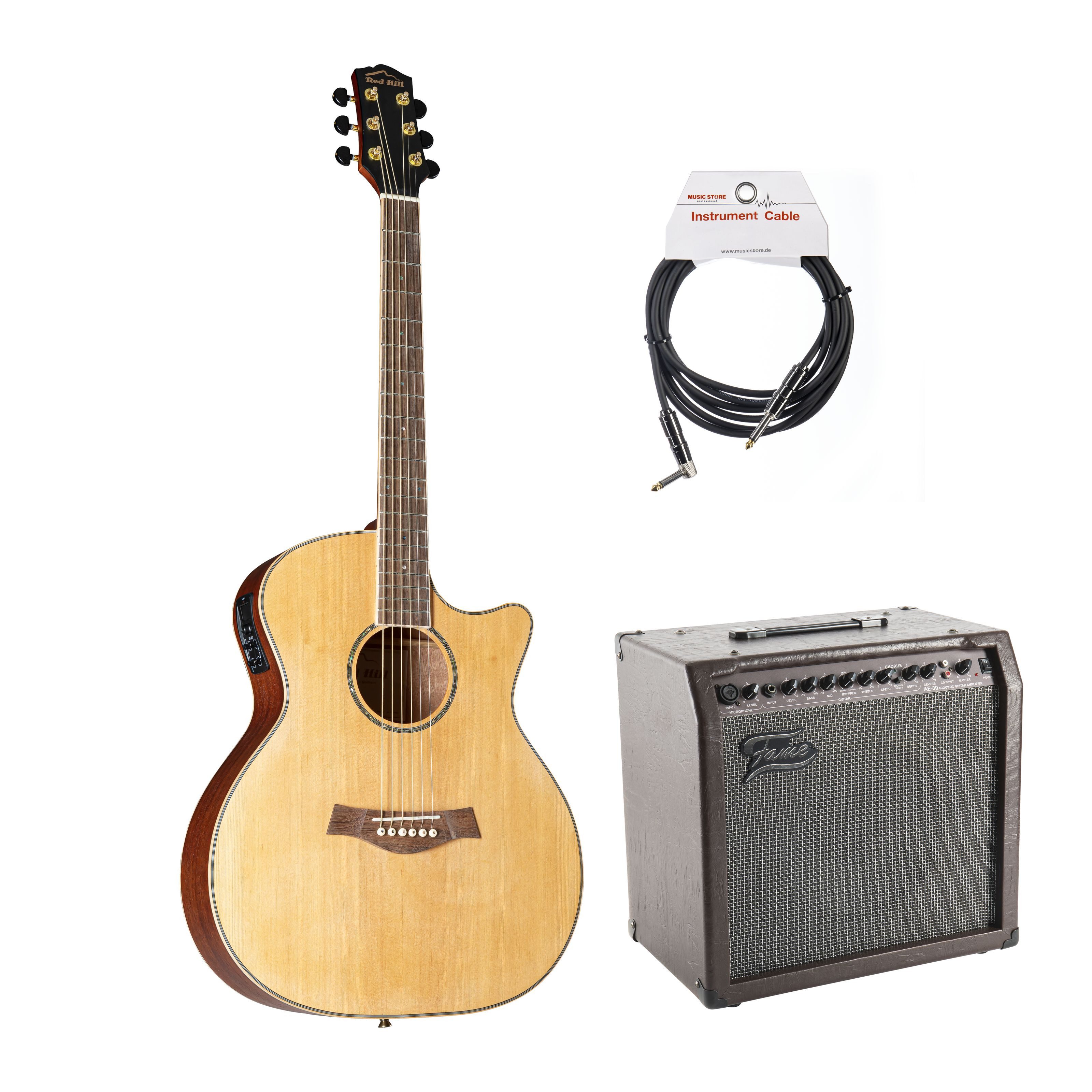 Red Hill Westerngitarre, Westerngitarren, Westerngitarren-Sets, CF-720C EQ 2 - beginner set acoustic guitar-Set