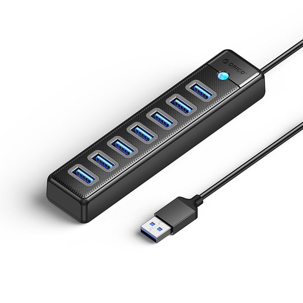 ORICO USB-Hub Verteiler Anschlusserweiterung HUB (7x USB 3.0, USB-C-Stromport, 1m-Kabel)