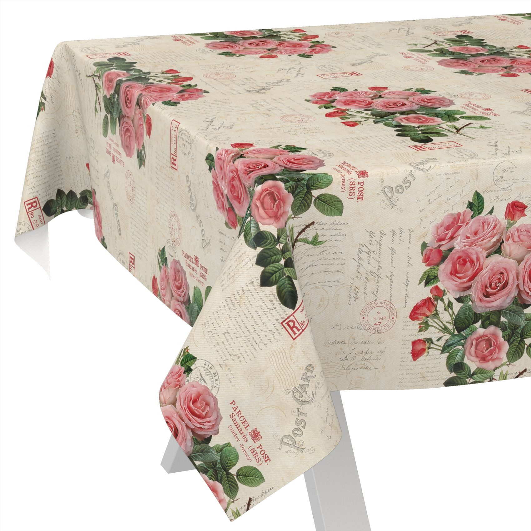 ANRO Tischdecke Wachstuch abwaschbar Postkarte Rosen günstig online kaufen