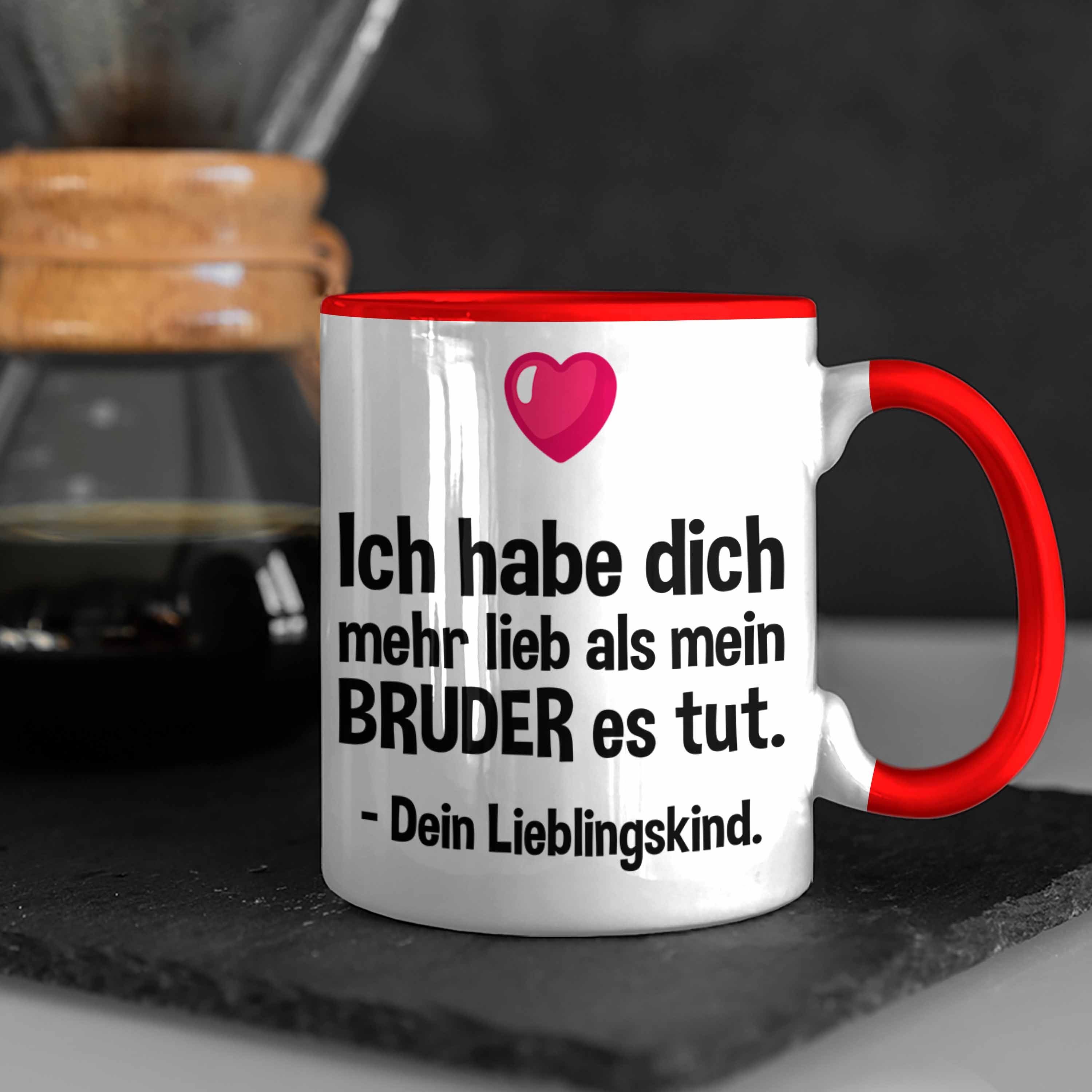 Geschenk Rot Kinder mit Tasse Tasse Muttertag - Mama Sohn Lieblingskind Tasse Spruch Trendation Trendation Tochter Vatertag von