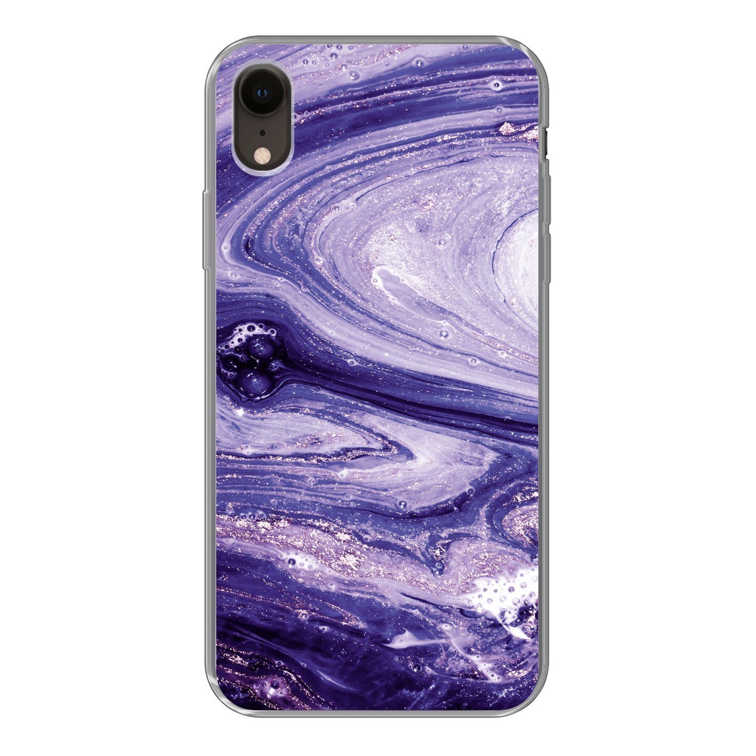 MuchoWow Handyhülle für Apple iPhone XR Marmor - Naturstein - Glitzer, Smartphone-Bumper, Print, Handy Schutzhülle Dünn