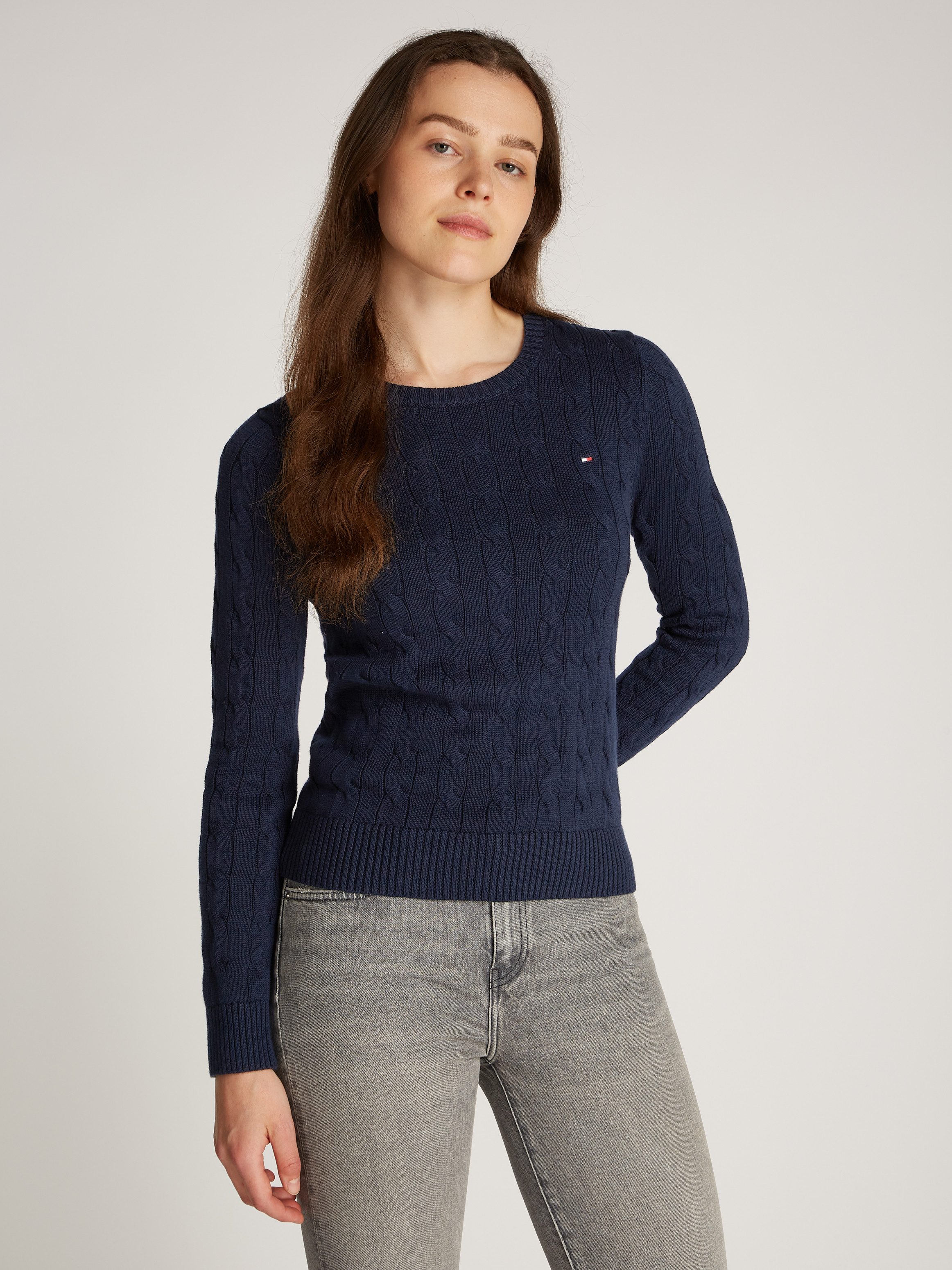 Tommy Hilfiger Rundhalspullover CO CABLE VAR günstig online kaufen