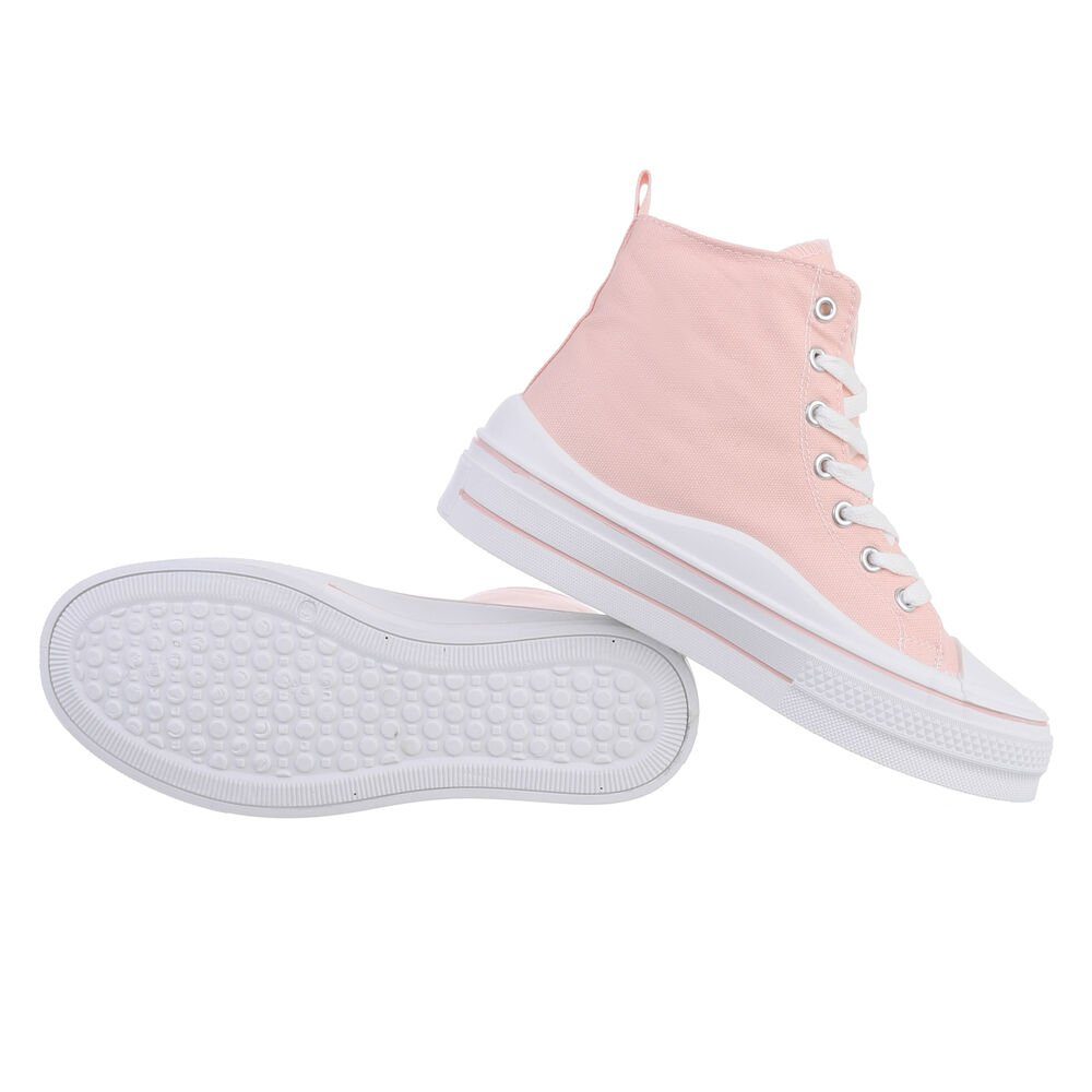 Ital-Design Damen High-Top Flach in Freizeit High Sneakers Rosa Sneakerboots