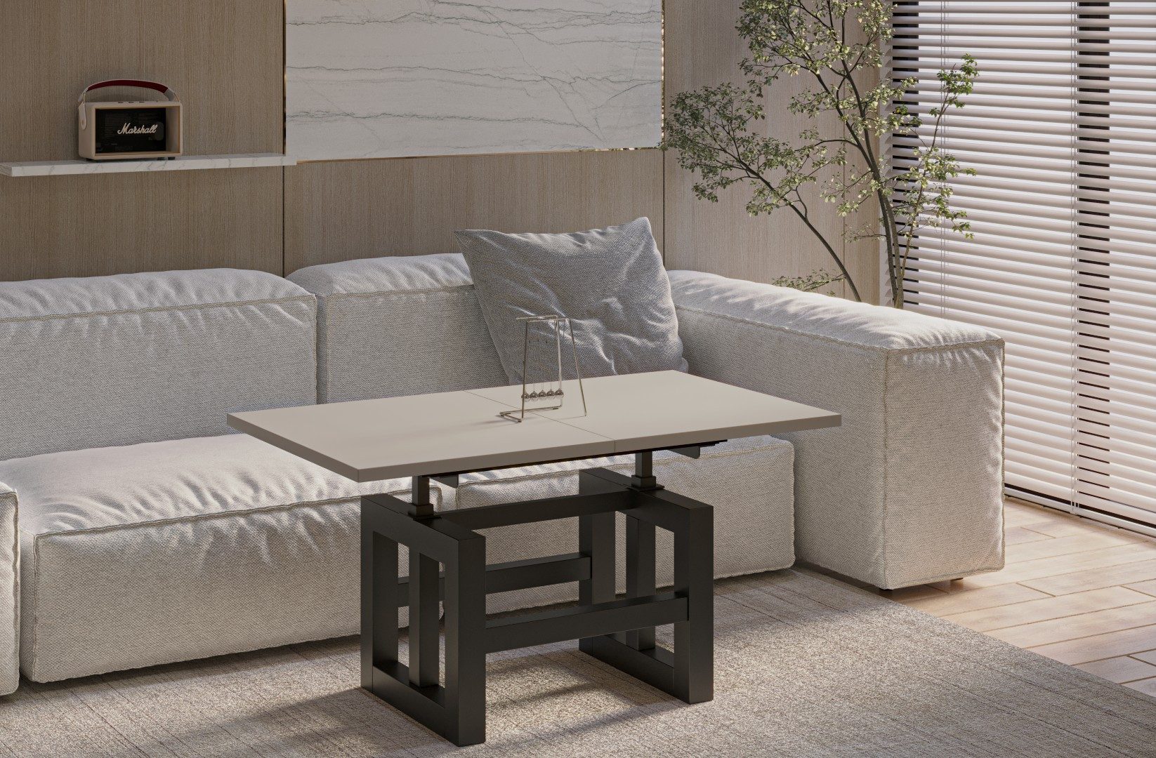 Endo-Moebel Couchtisch Couchtisch Lili - ausziehbar 110-170cm und höhenverstellbar Doppellift, Metall, Couch- & Esstisch, Funktionstisch, modern Design, umwandelbar