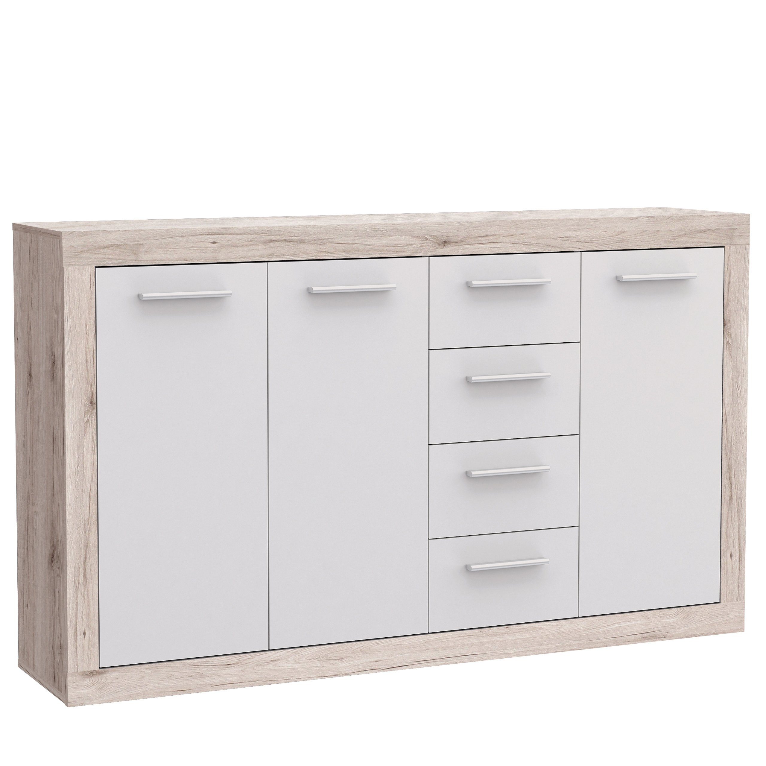 Newroom Kommode Toshio, Kommode Sandeiche Modern Sideboard Highboard Wohnzimmer