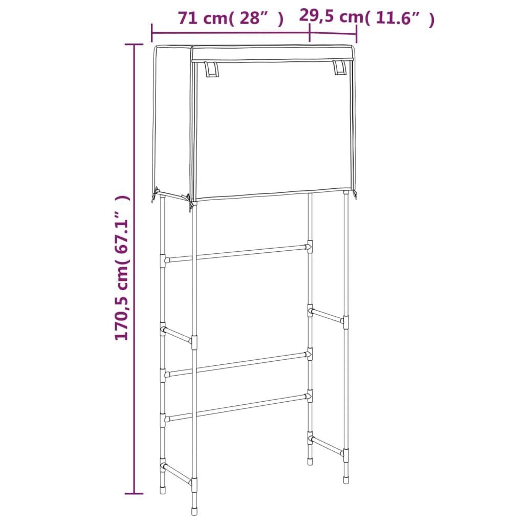 Eisen 2 Metall cm Waschmaschinenregal 71x29,5x170,5 Ablagen Braun Waschmaschinenumbauschrank DOTMALL