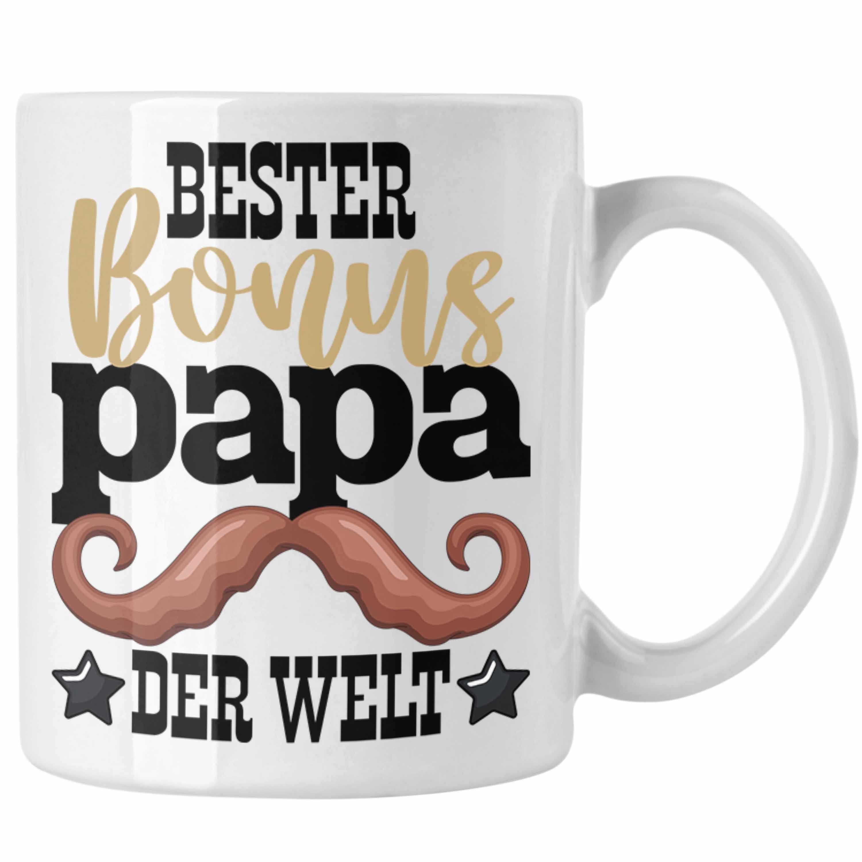 Trendation Tasse Bester Bonus Papa Der Welt Tasse Stiefvater Geschenk Stiefvater Vater Weiss | Teetassen