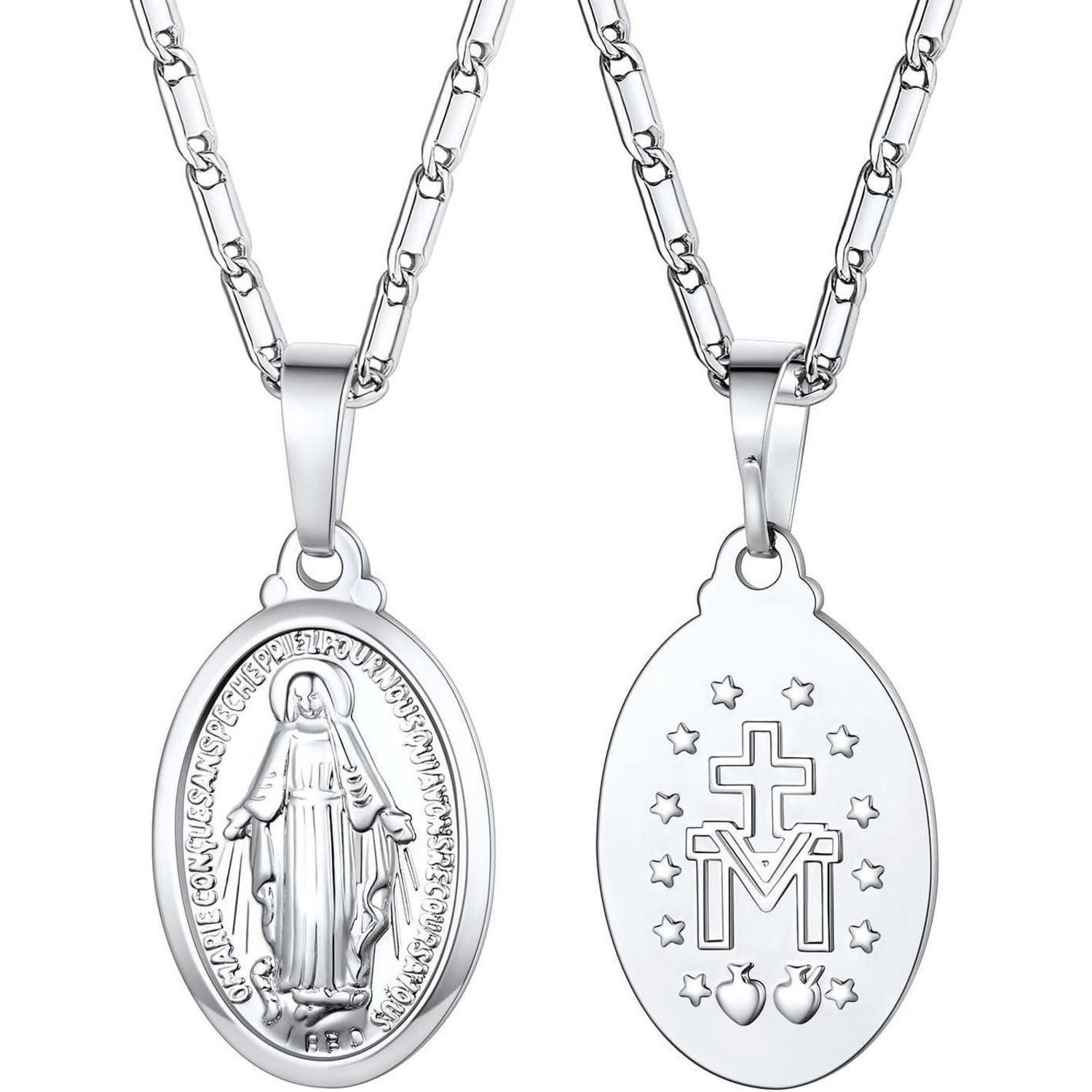 LuxusKollektion Kette mit Anhänger Kette Jungfrau Maria Anhänger Halskette Messing/Sterling Silber Oval