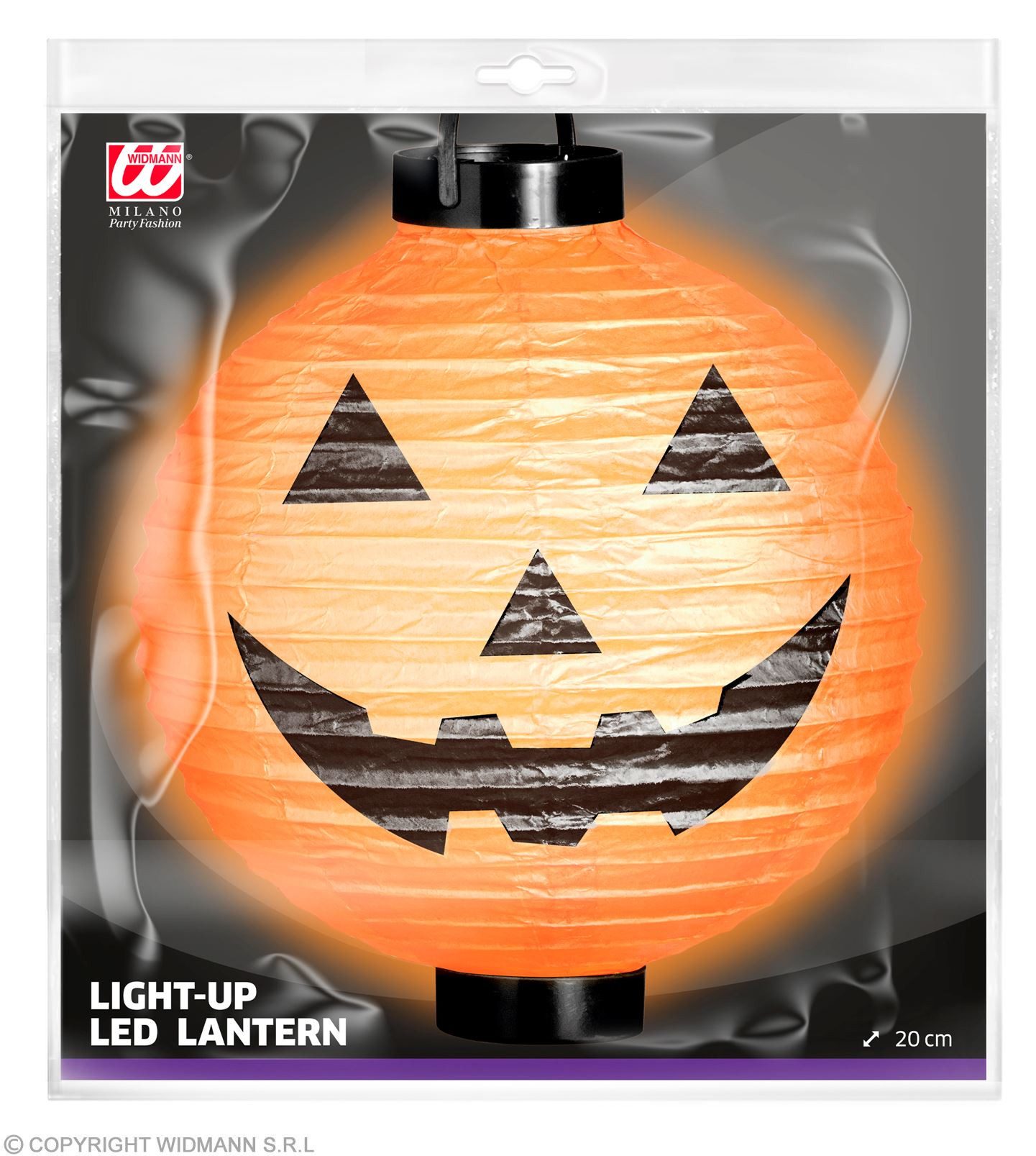 Widmann S.r.l. Dekoobjekt Halloween Deko Laterne 'Kürbis' LED 20 cm, Orange