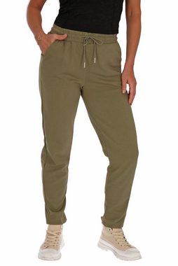 cofi1453 Leinenhose Damen Stoffhose Turn-Up Leinenhose Chino Baumwolle mit Kordelzug