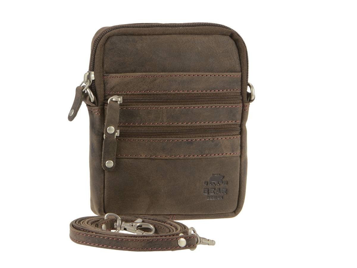 Bear Design Gürteltasche Dark-Nature Leder, Hüfttasche, Leder, mit Schultergurt auch als Umhängetasche, braun