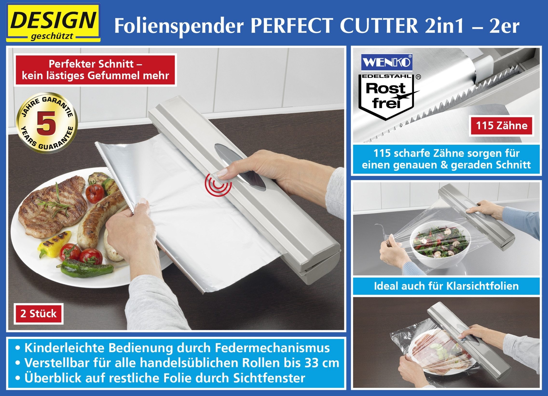 Folienspender Folienspender PERFECT CUTTER Farbeanthrazit 2er Set