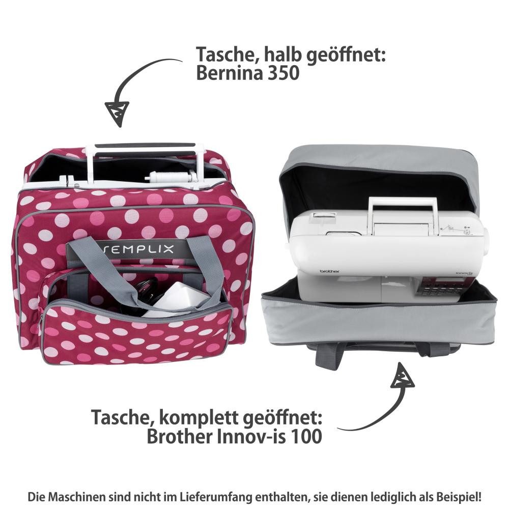 Semplix Nähmaschinentasche - Nähmaschinentasche Polka Dots (beere/rosa) – Bild 5 von 5