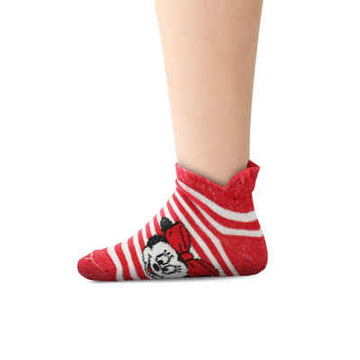 Wear So Kurzsocken 3er Set Kindersocken *Made in Europe+ Rot/Weiß mit Motiv 80% Baumwolle