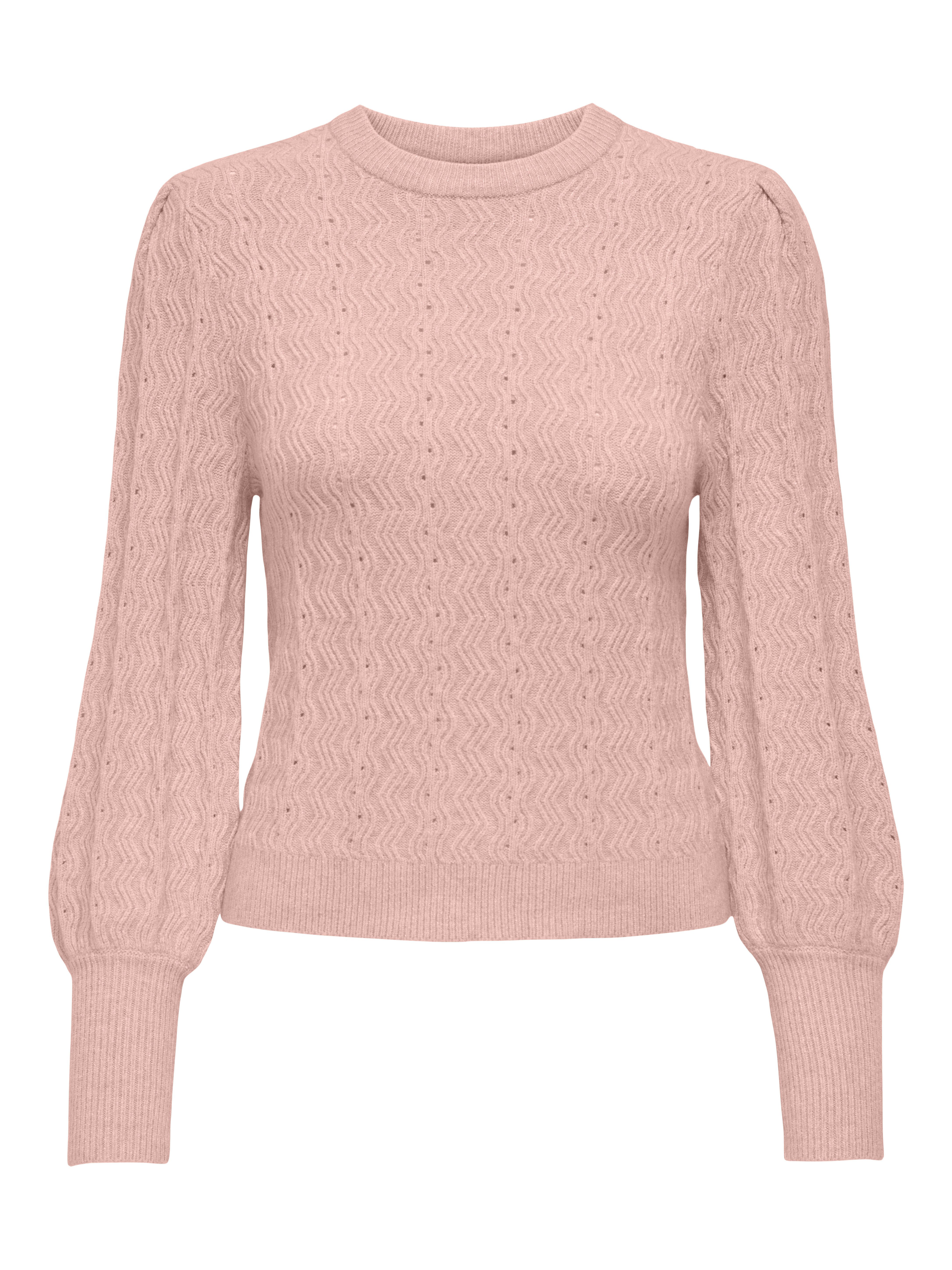 ONLY Rundhalspullover ONLKATIA LS STRUC PUFF ONECK CC KNT Materialmix, regular fit