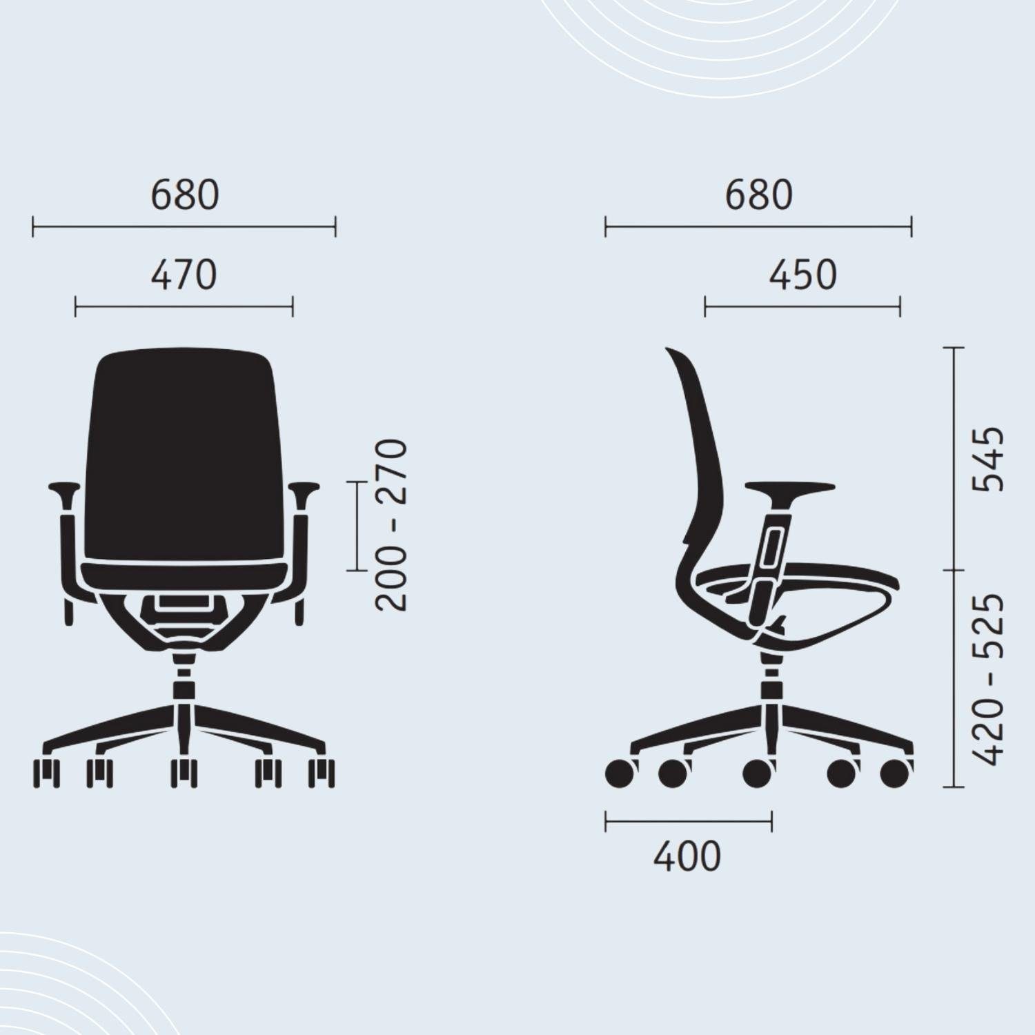 se:motion Höhenverstellbar net, sedus Öffnungswinkel bis in Schwarz, Mit 23° Schwarz Drehstuhl 42-52.5cm, 130kg | Netzmembran Made Bürostuhl Schreibtischstuhl Sitzpolster, höhenverstellbaren Belastbar, Armlehnen), Schwarz (Mit Germany,