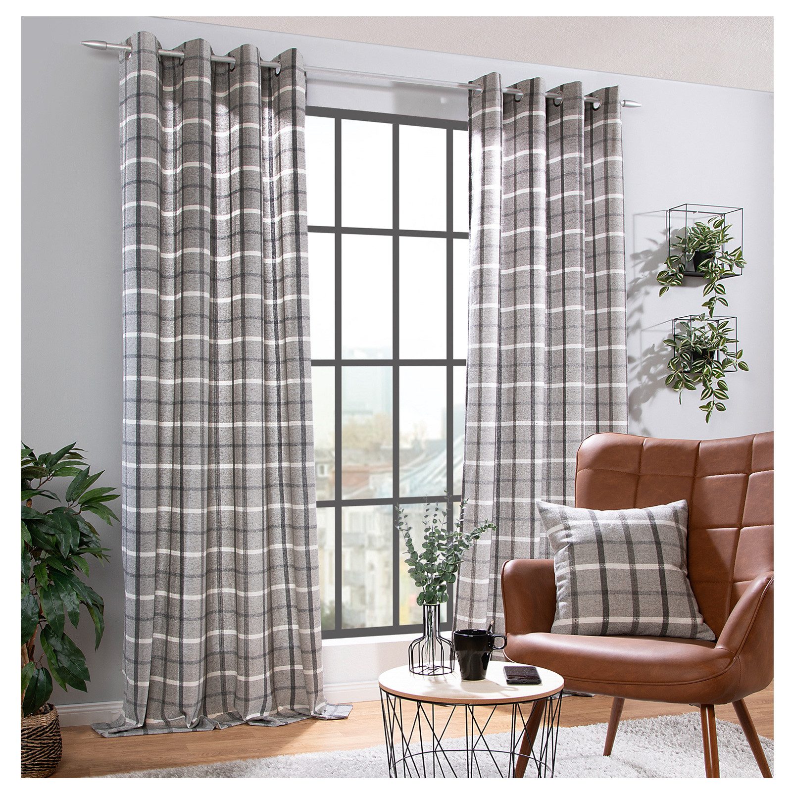 heimtexland Vorhang Dekoschal Wolle Tartan Karo Ösenschal Deko Gardine (1 St), Ösen, blickdicht, Polyester, Dekoschal I blickdicht I HxB 240x135 I kariert