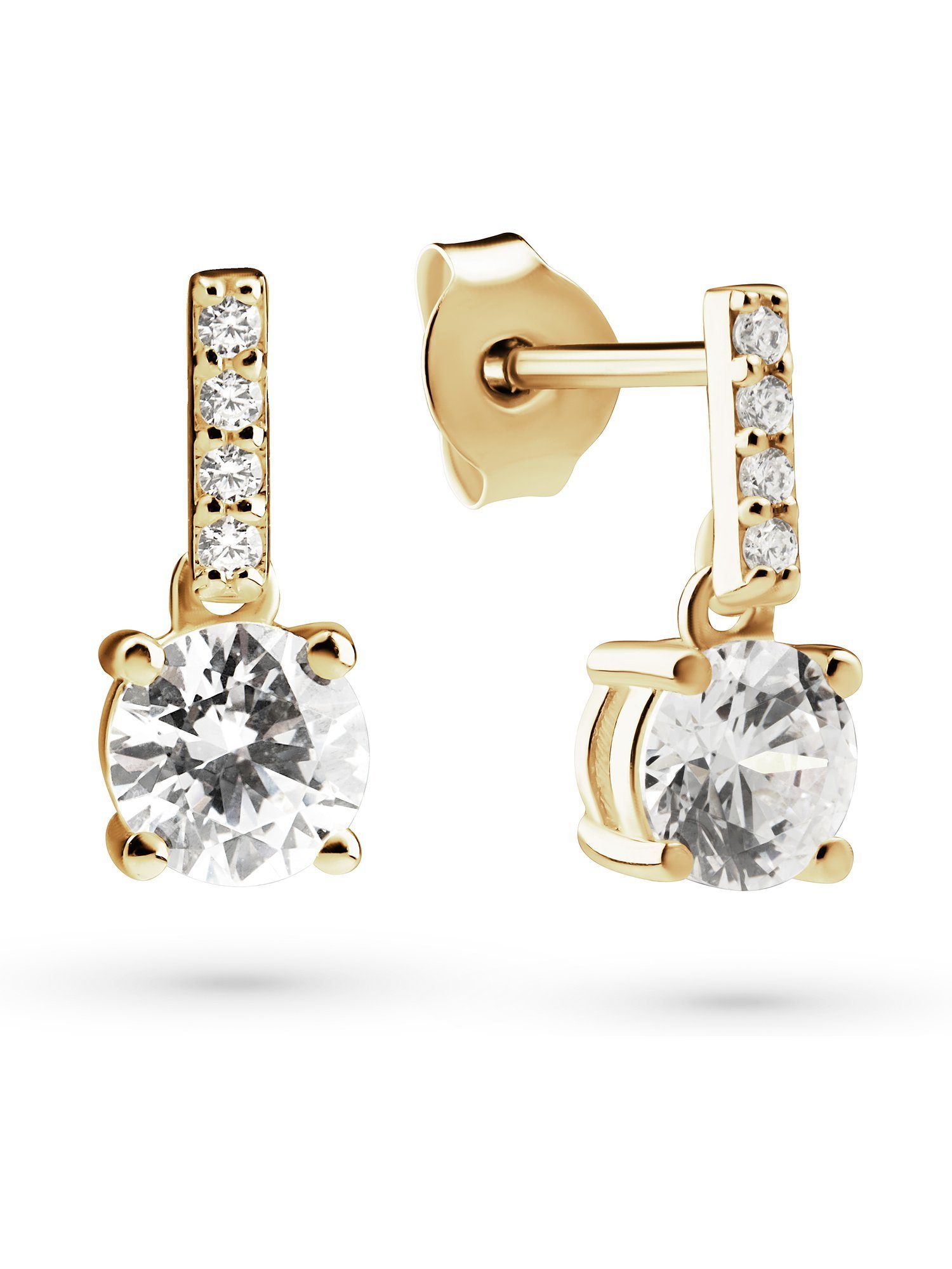 Paar Ohrstecker FAVS Damen-Ohrstecker 375er Gelbgold 2 Zirkonia